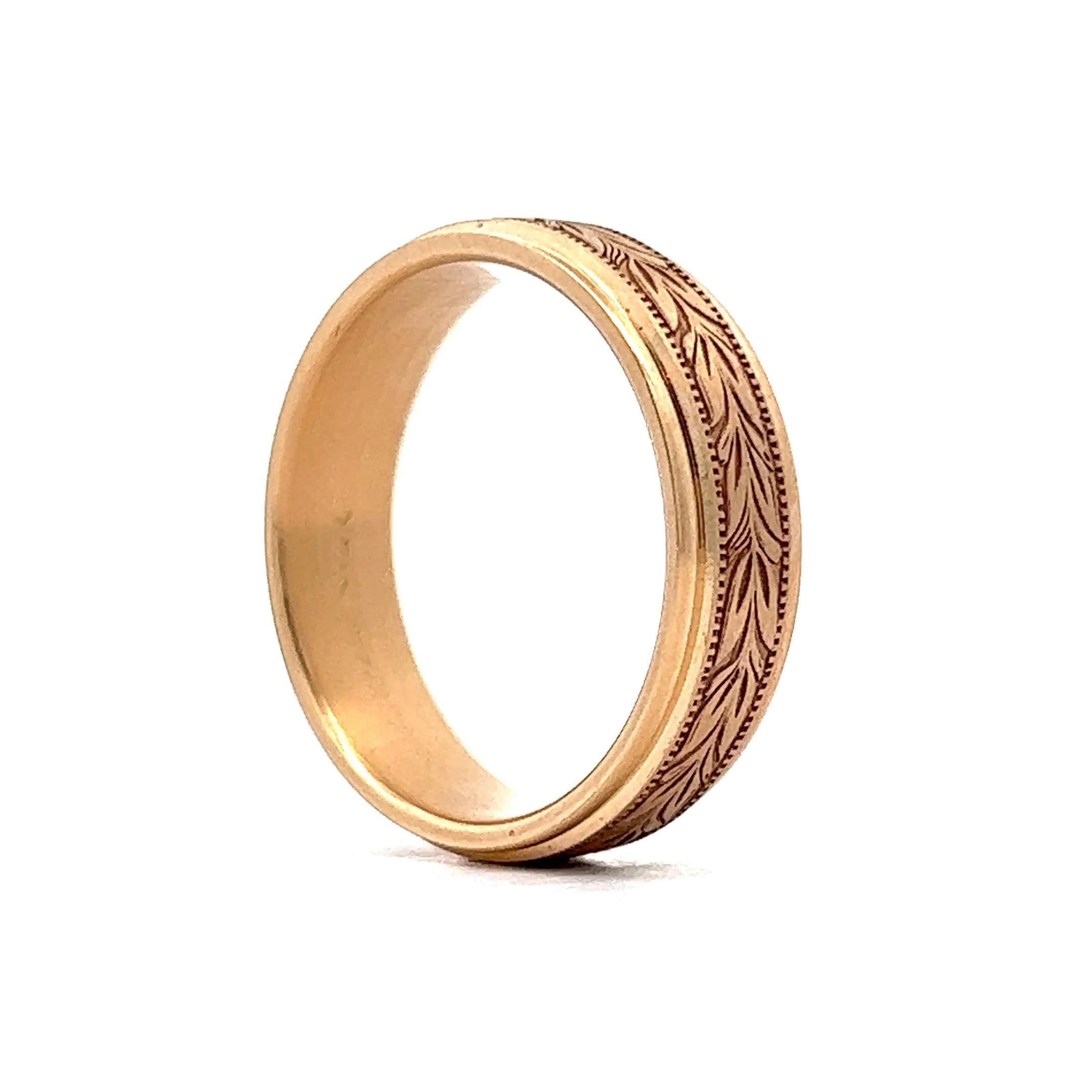 Benchmark Men's Wheat Pattern Wedding Band in 14k Yellow Gold - Image 5