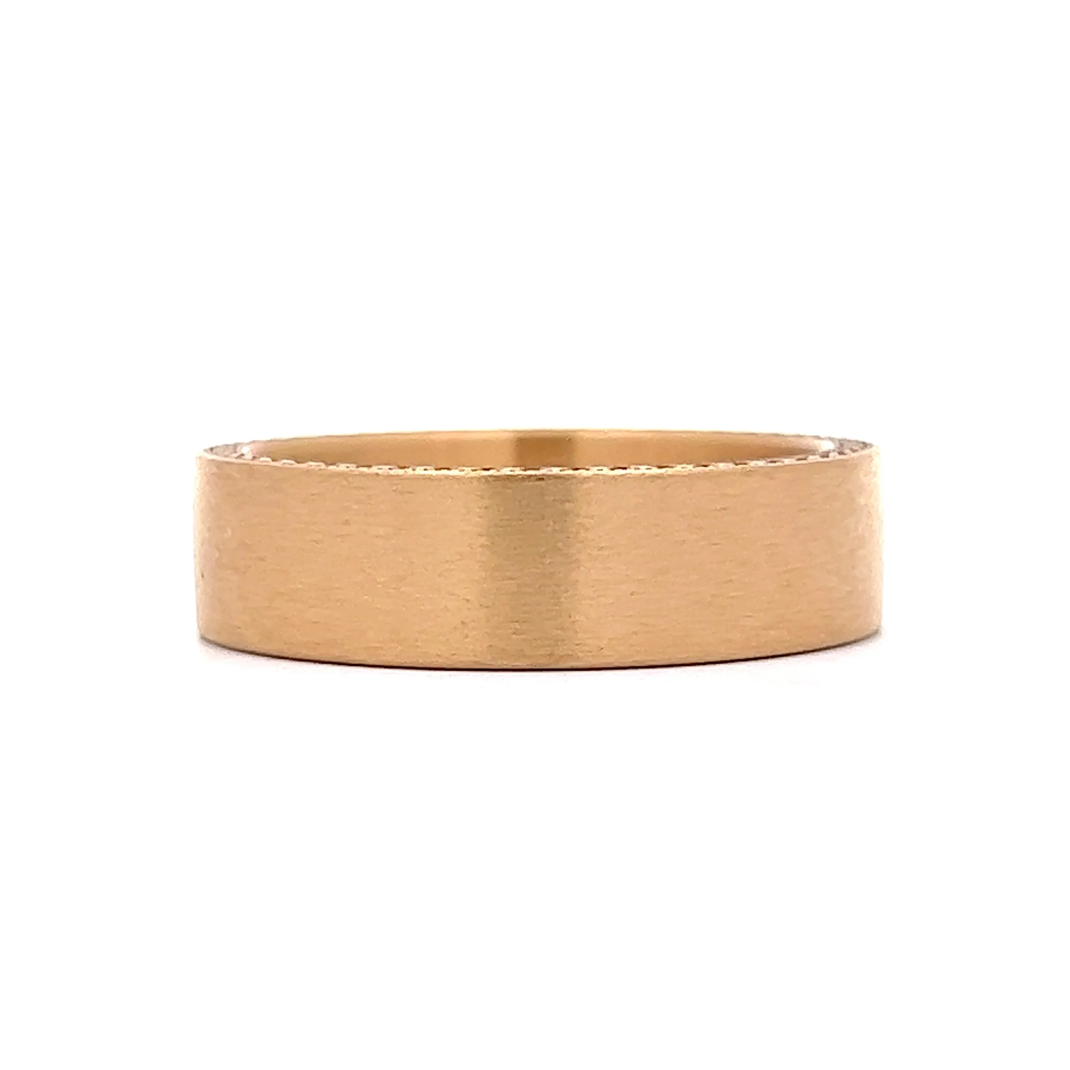 Benchmark Men's Wide Brushed Finish Wedding Band in 14k Yellow Gold - Image 2