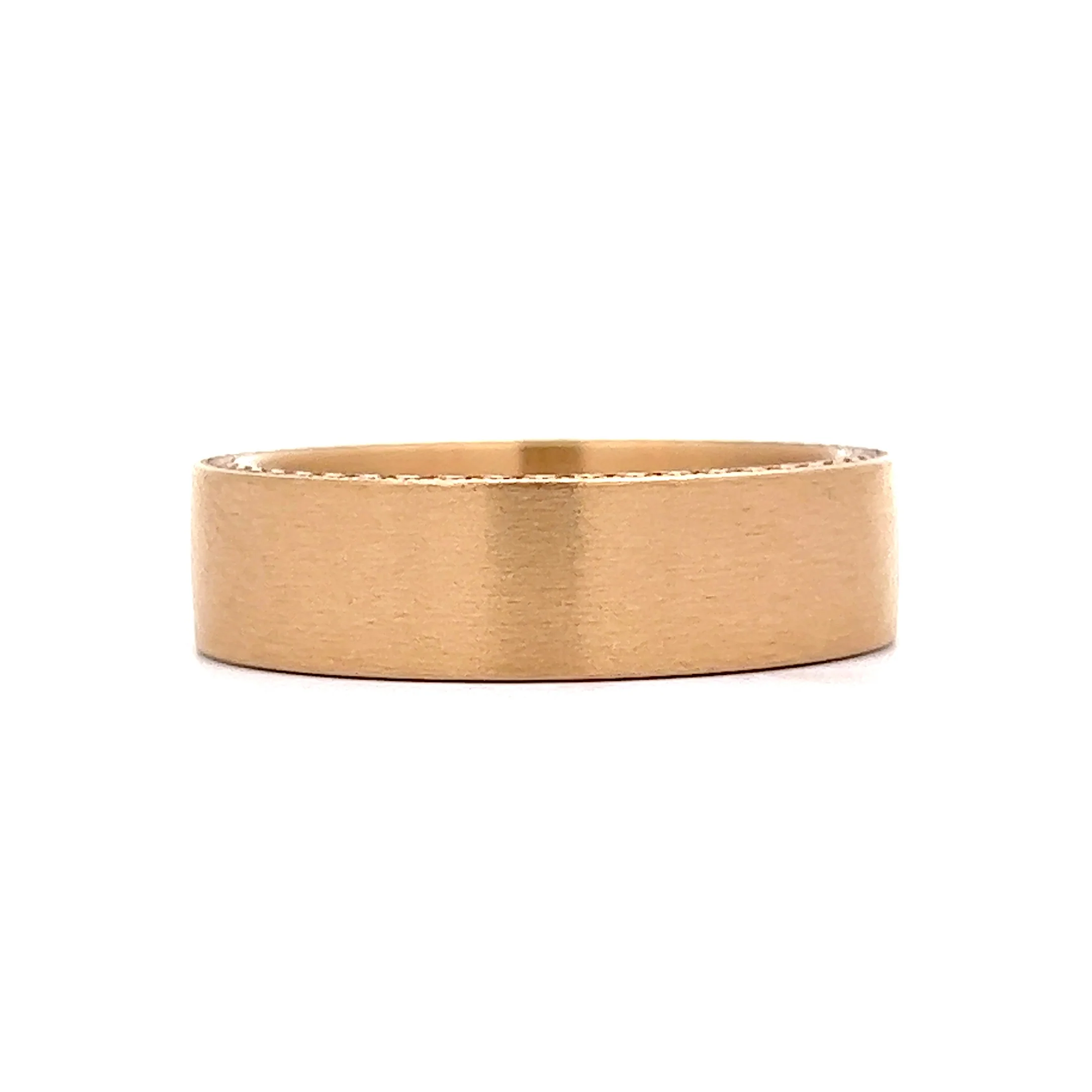 Benchmark Men's Wide Brushed Finish Wedding Band in 14k Yellow Gold - Image 3