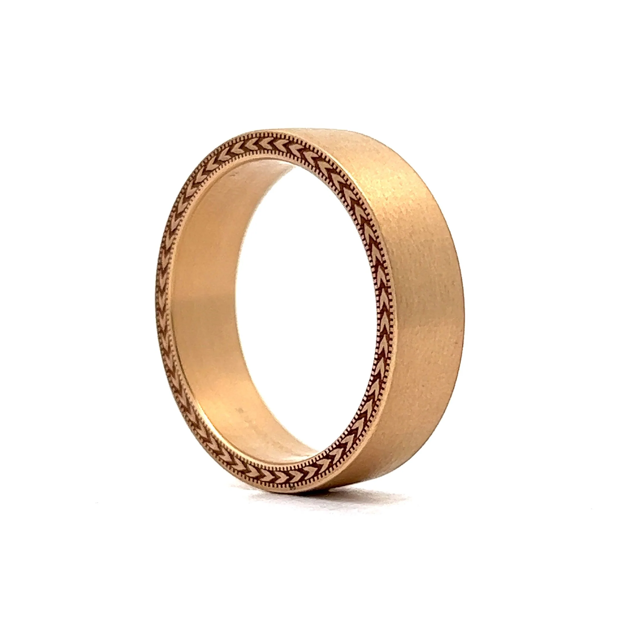 Benchmark Men's Wide Brushed Finish Wedding Band in 14k Yellow Gold - Image 5