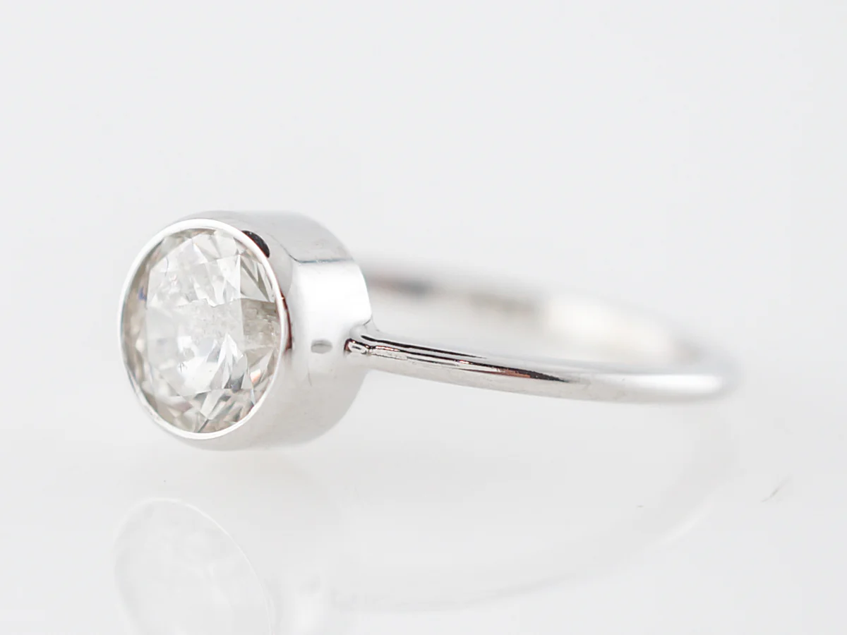 Bezel Diamond Solitaire Engagement Ring in White Gold - Image 2