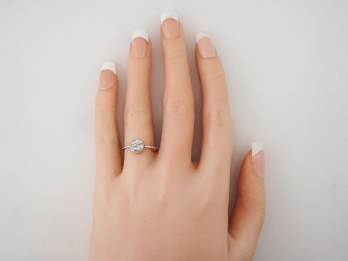 Bezel Diamond Solitaire Engagement Ring in White Gold - Image 6