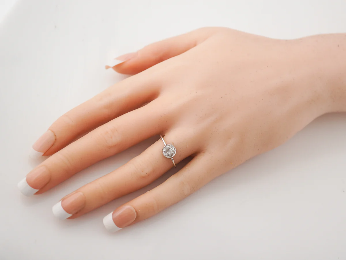 Bezel Diamond Solitaire Engagement Ring in White Gold - Image 7