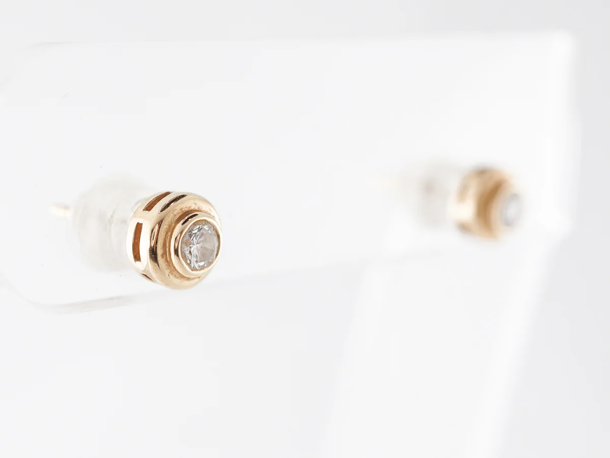 Bezel Diamond Stud Earrings in 14k Yellow Gold - Image 3