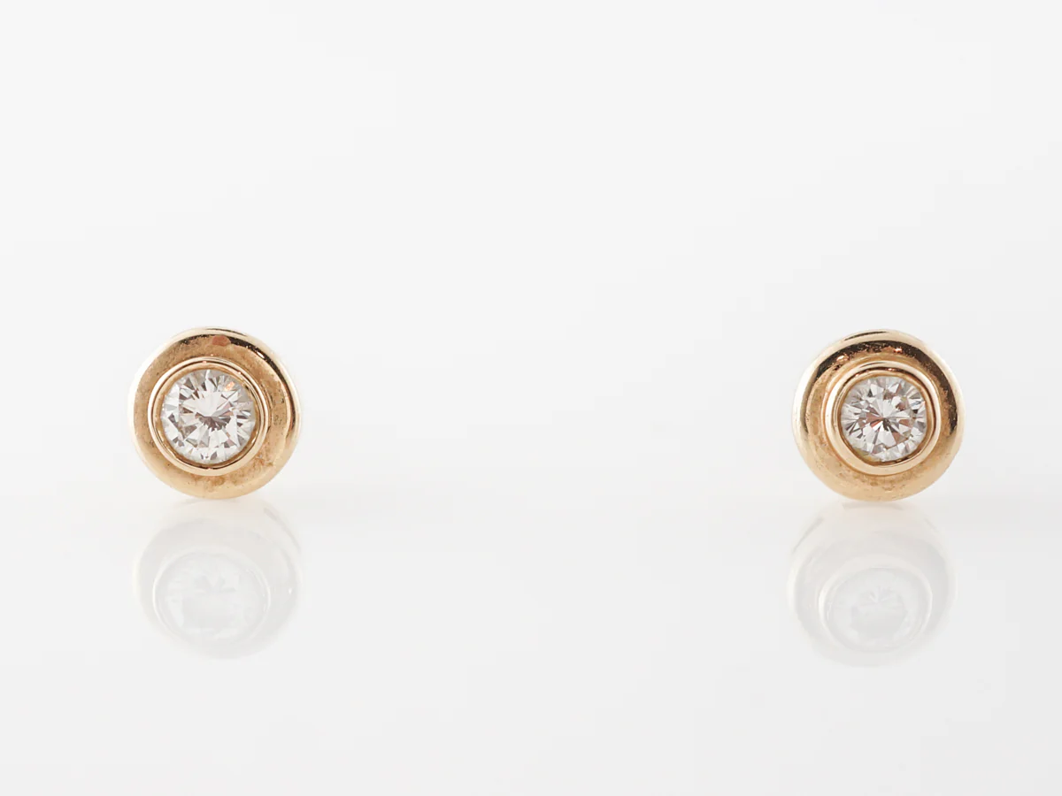 Bezel Diamond Stud Earrings in 14k Yellow Gold - Image 4