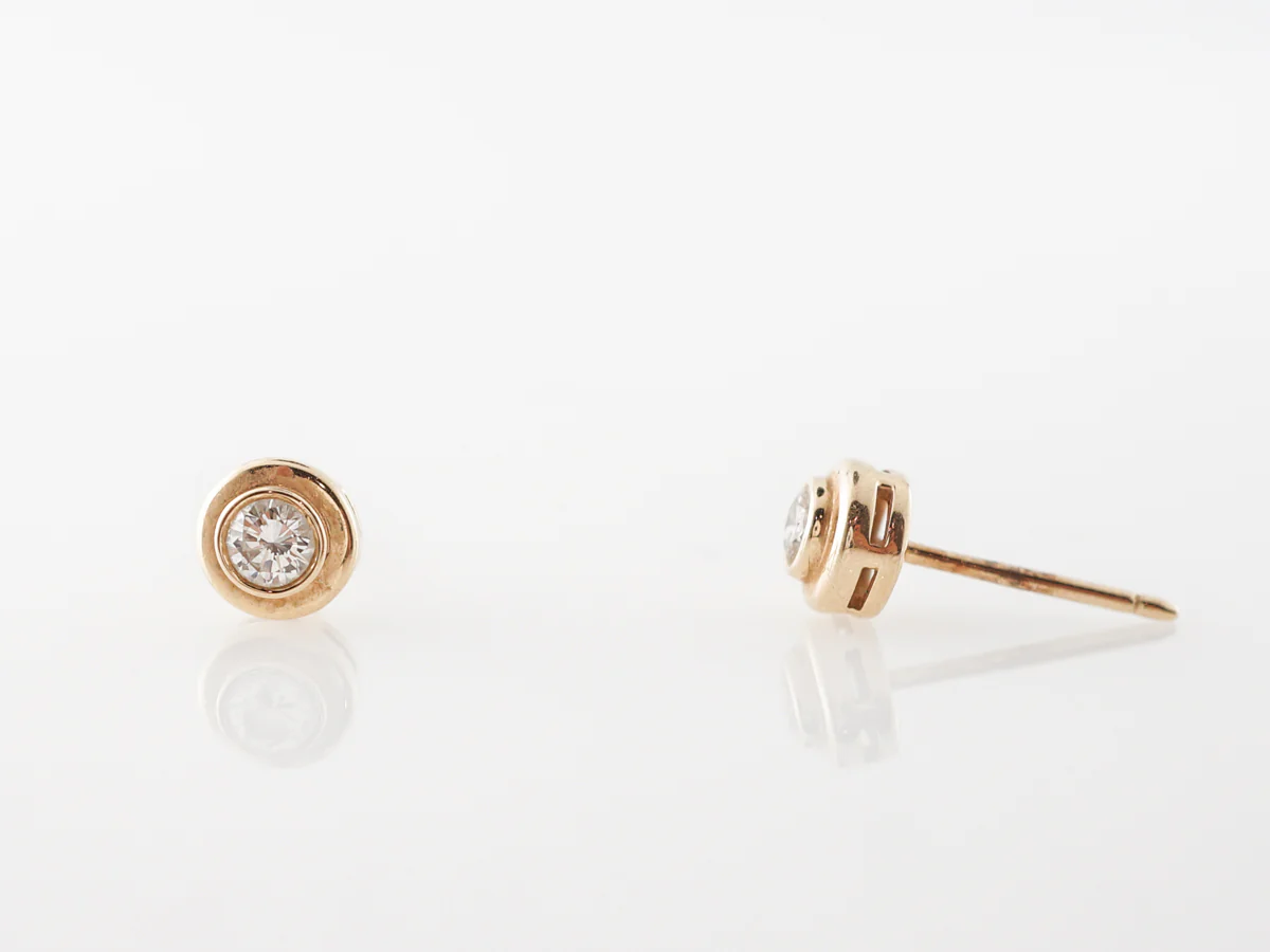 Bezel Diamond Stud Earrings in 14k Yellow Gold - Image 5