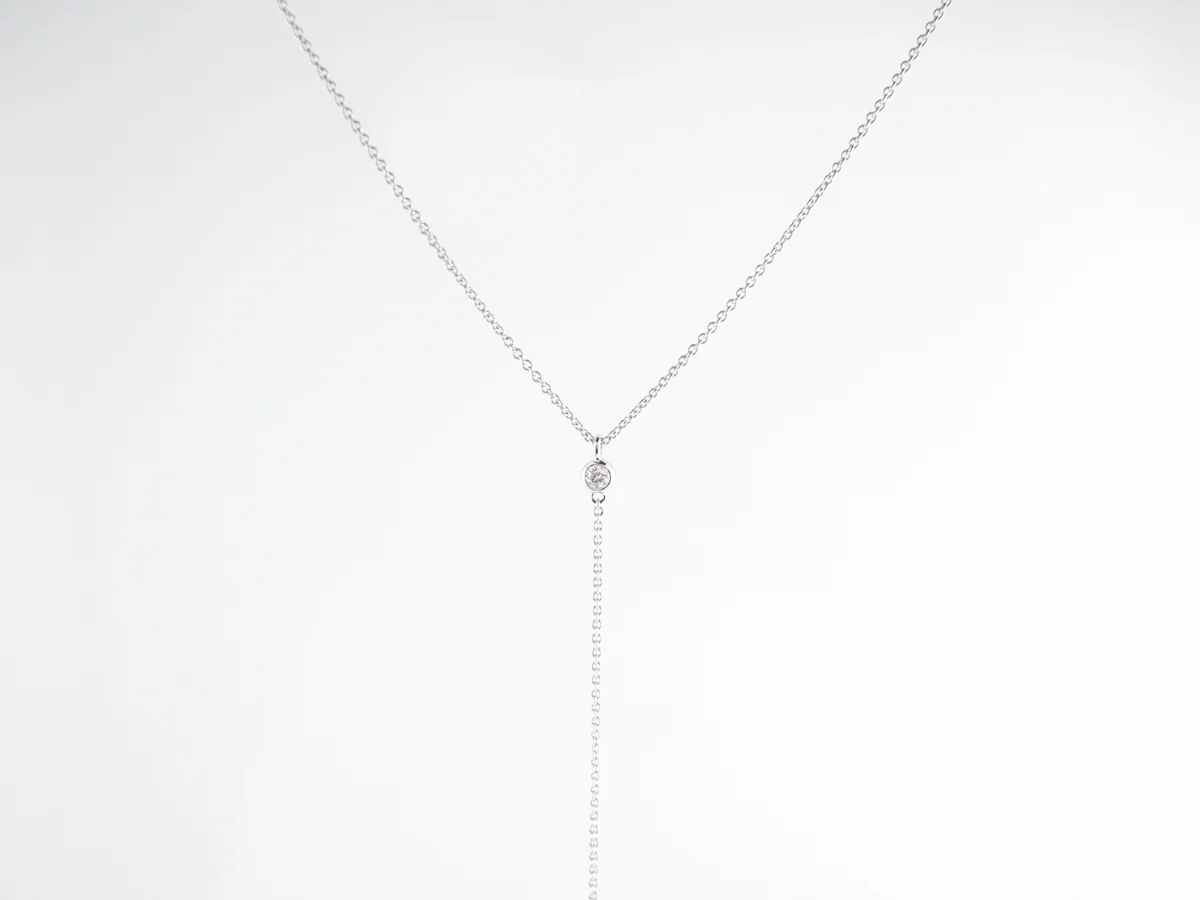 Bezel Diamond Y Necklace in 18K White Gold