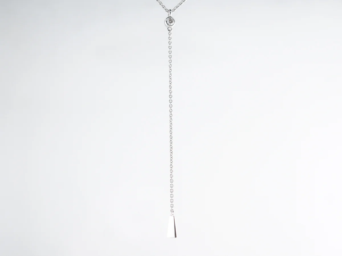 Bezel Diamond Y Necklace in 18K White Gold - Image 3