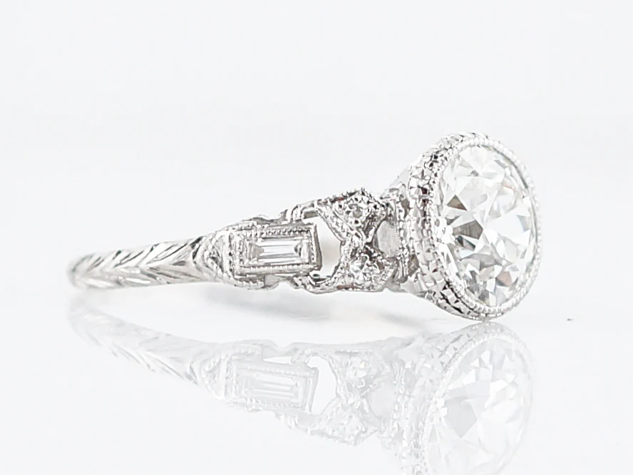 Bezel Engagement Ring 1920's Art Deco Platinum - Image 3