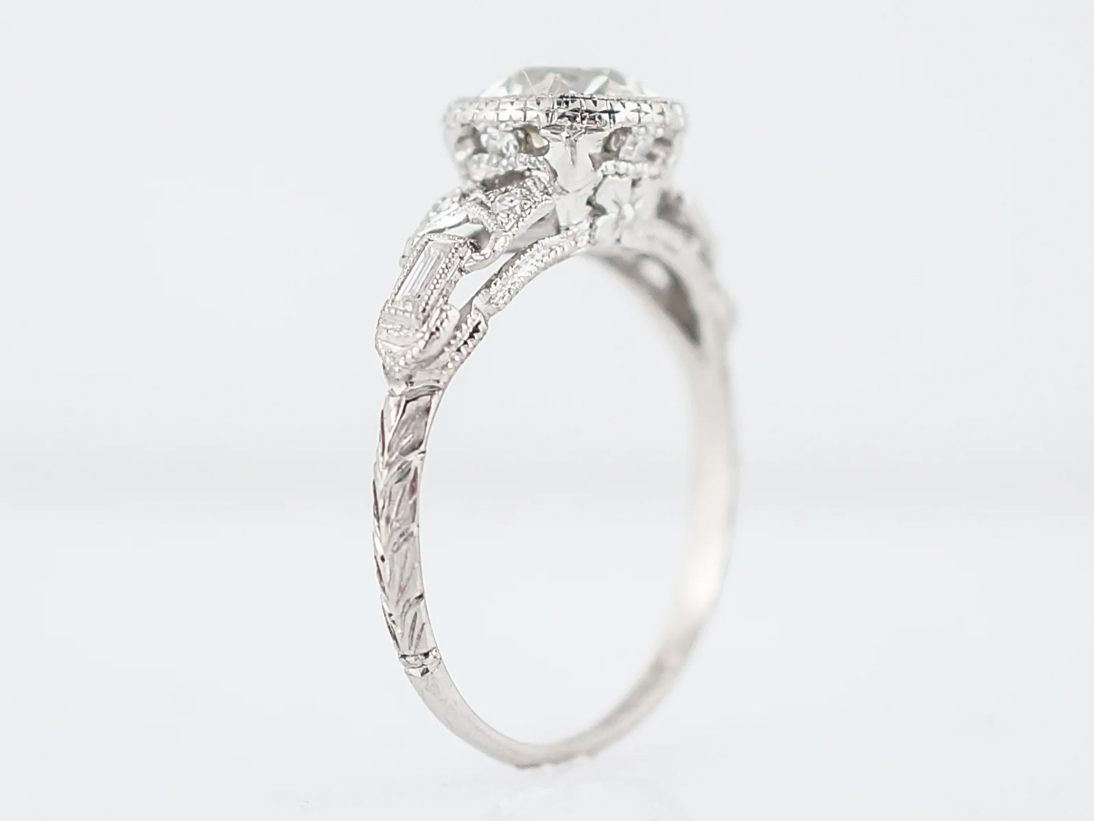 Bezel Engagement Ring 1920's Art Deco Platinum - Image 4