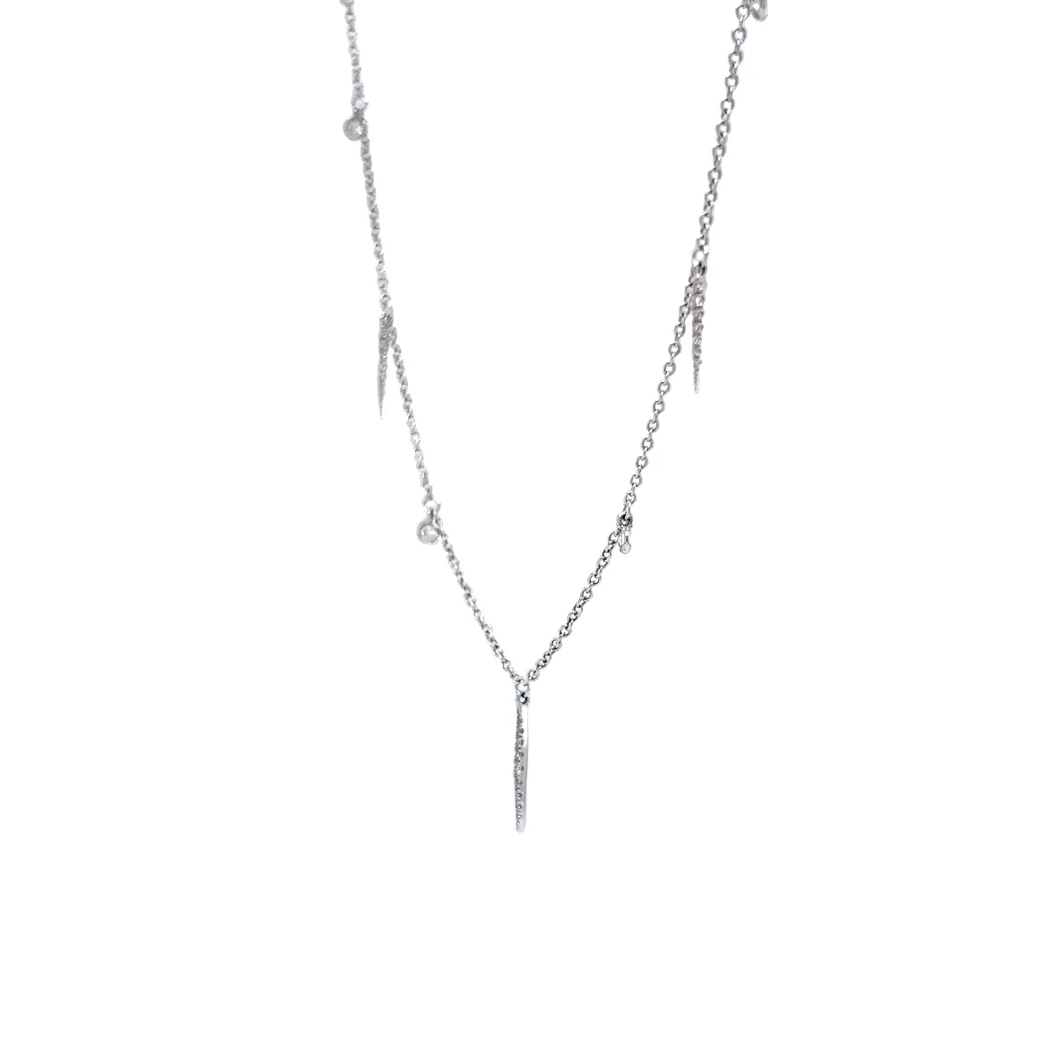 Bezel & Pave Diamond Necklace in 18K White Gold - Image 2