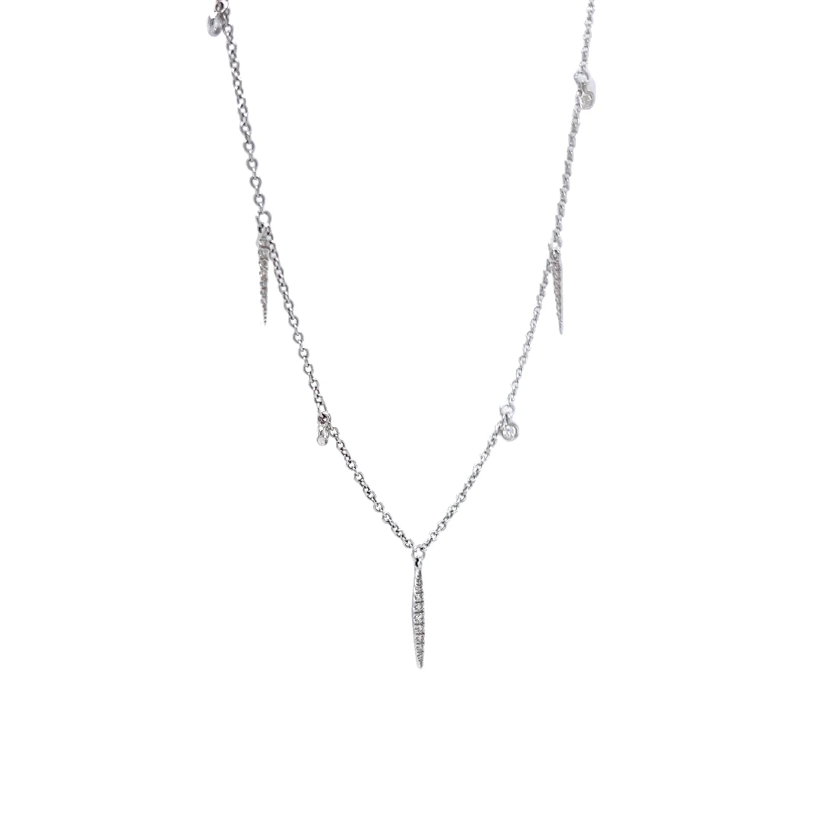 Bezel & Pave Diamond Necklace in 18K White Gold - Image 3