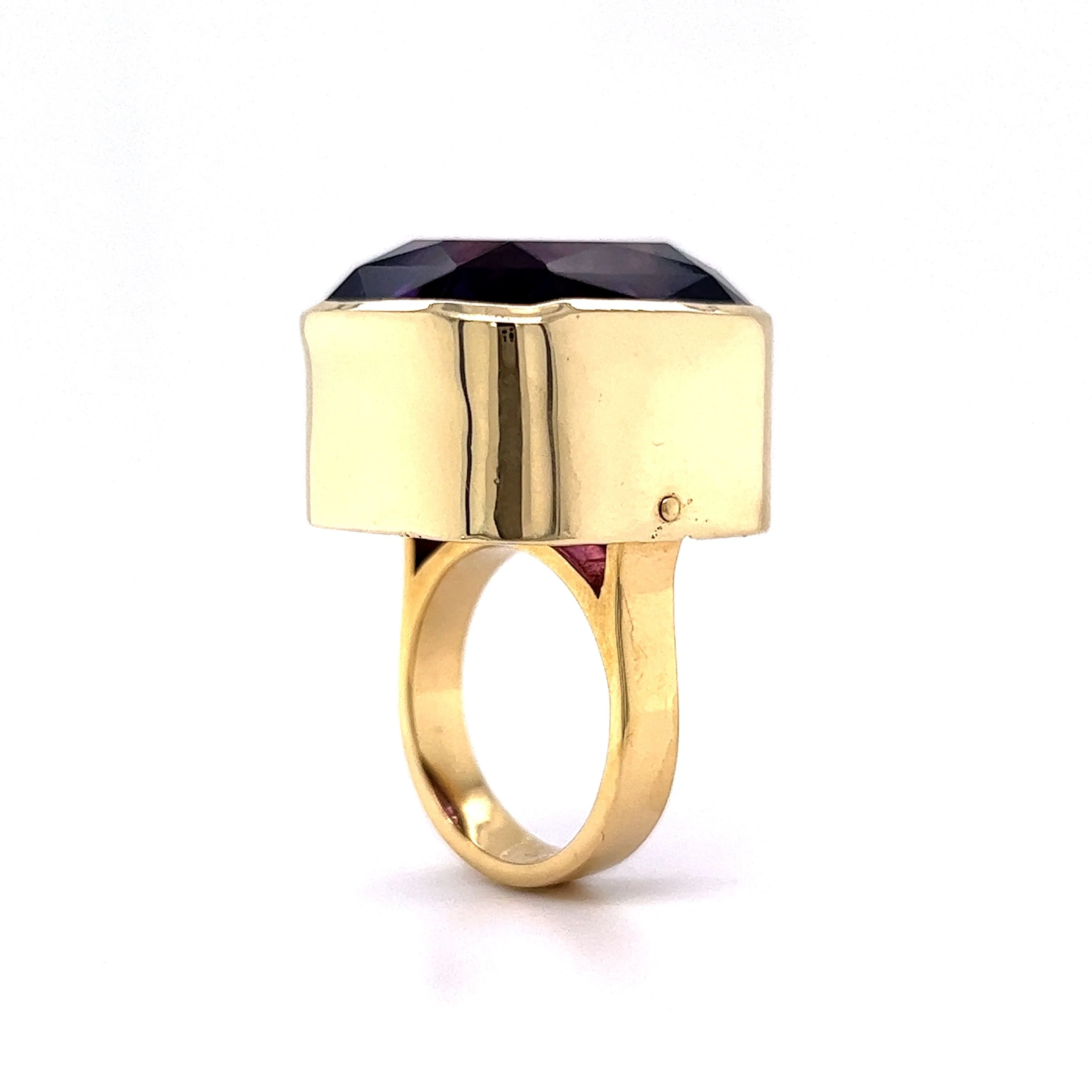 Bezel Set Amethyst Cocktail Ring in 14k Yellow Gold - Image 5