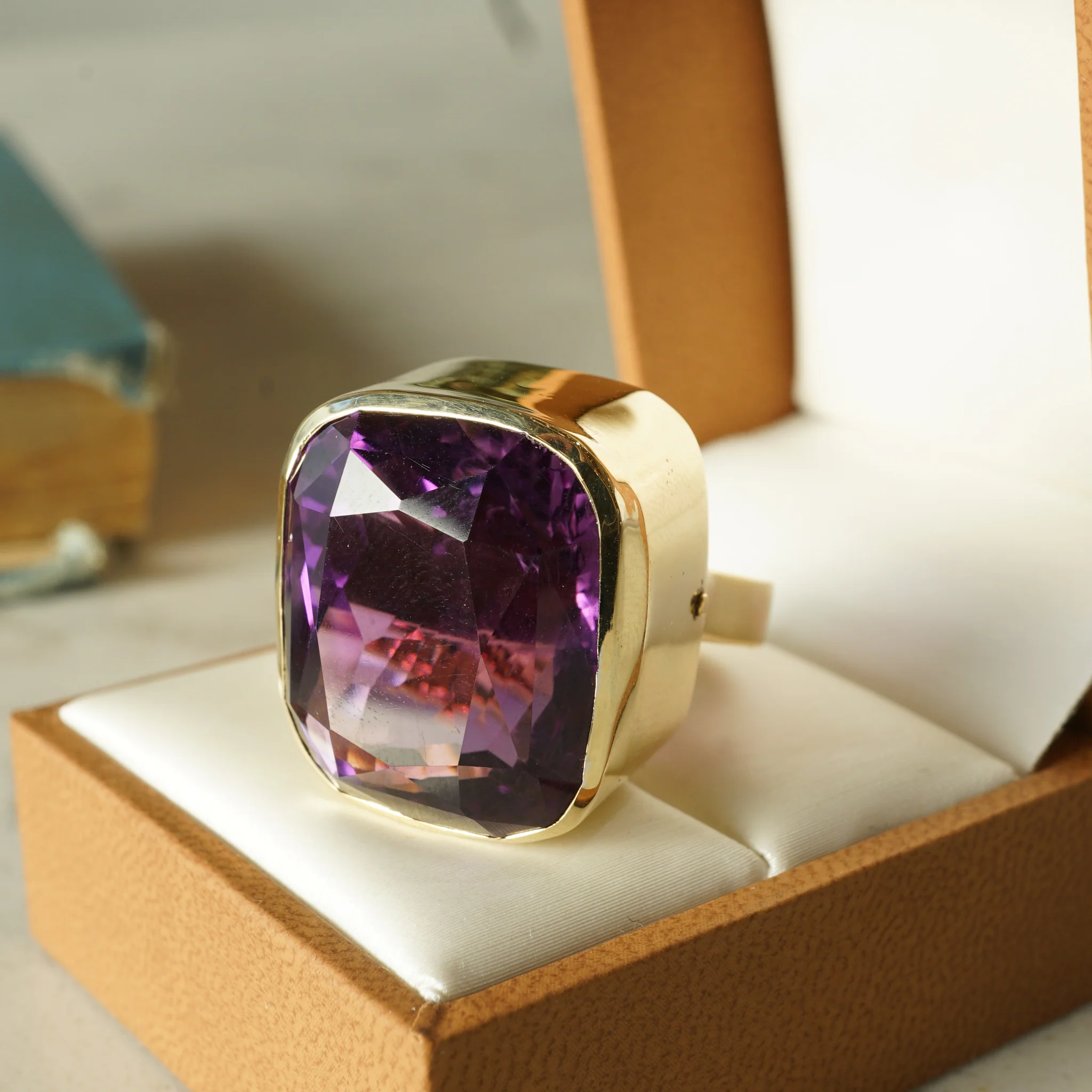 Bezel Set Amethyst Cocktail Ring in 14k Yellow Gold - Image 6