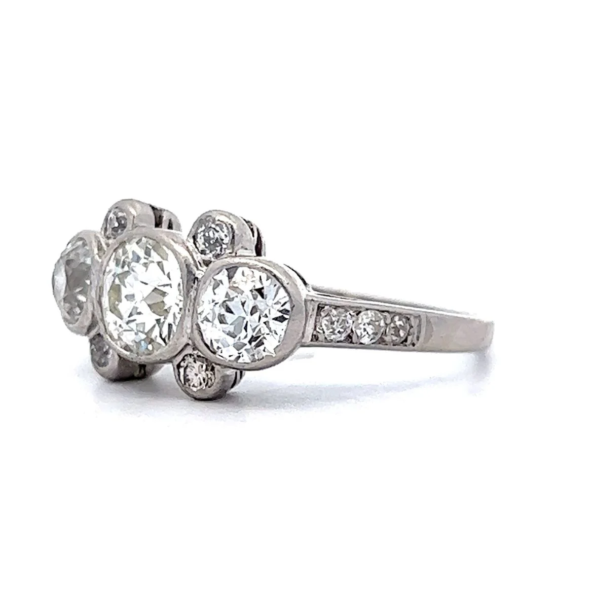 Bezel Set Art Deco Diamond Cocktail Ring in Platinum - Image 2