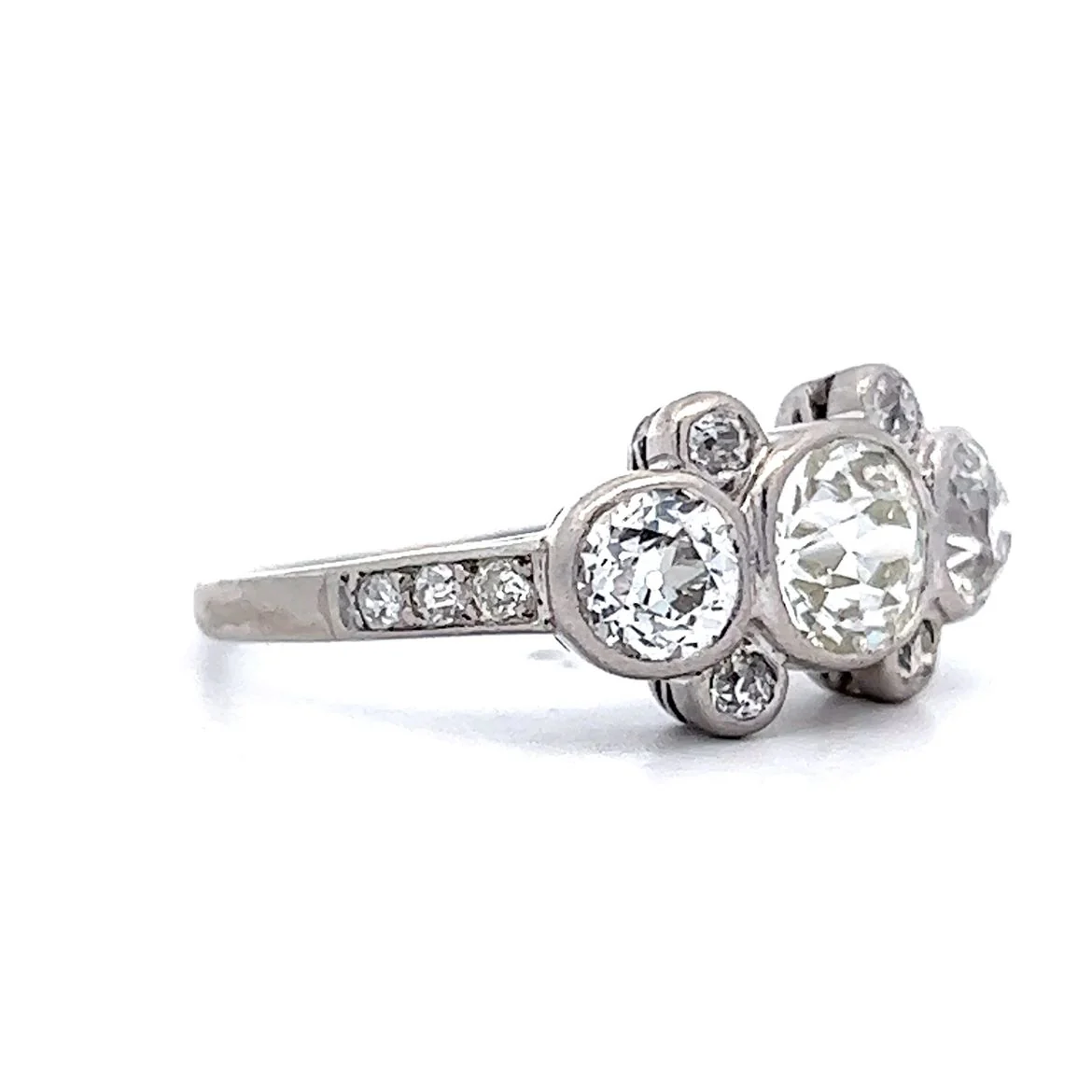 Bezel Set Art Deco Diamond Cocktail Ring in Platinum - Image 3