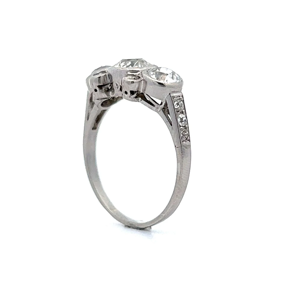 Bezel Set Art Deco Diamond Cocktail Ring in Platinum - Image 5