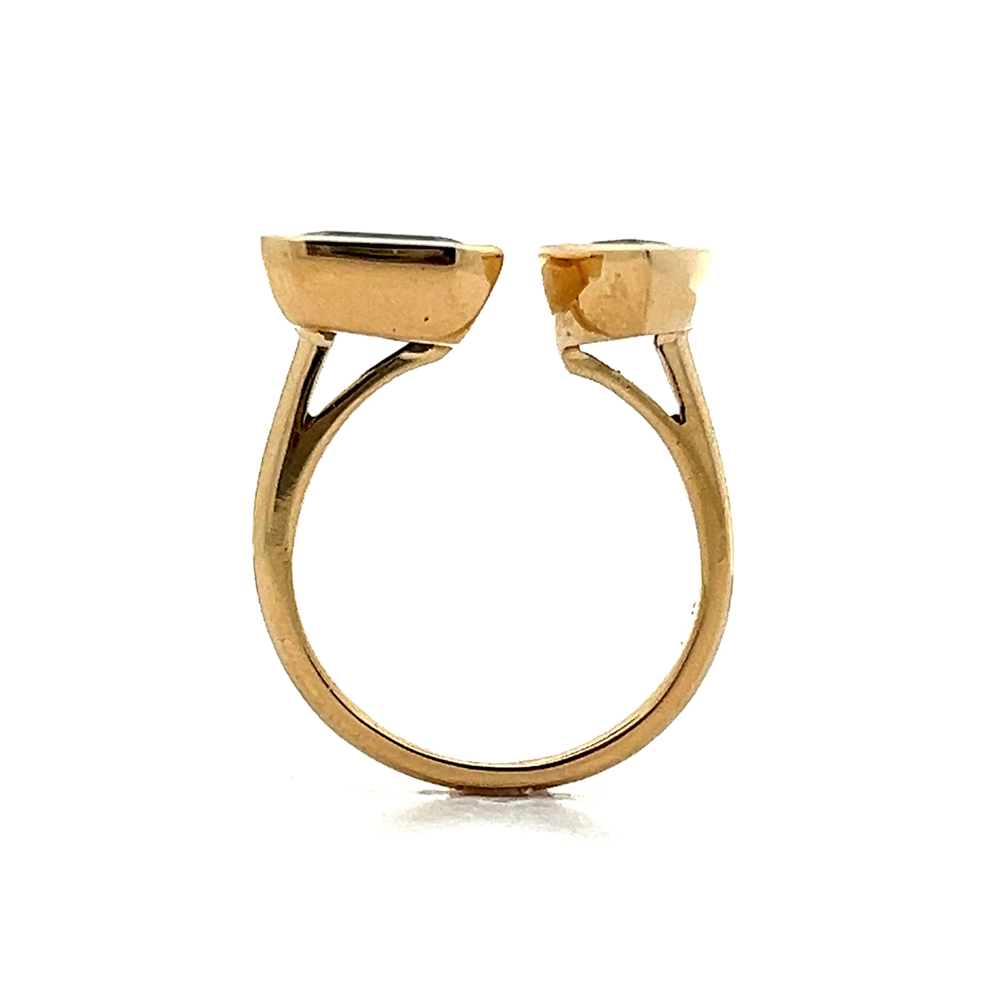 Bezel Set Blue Sapphire Toi et Moi Ring in 14k Yellow Gold - Image 4