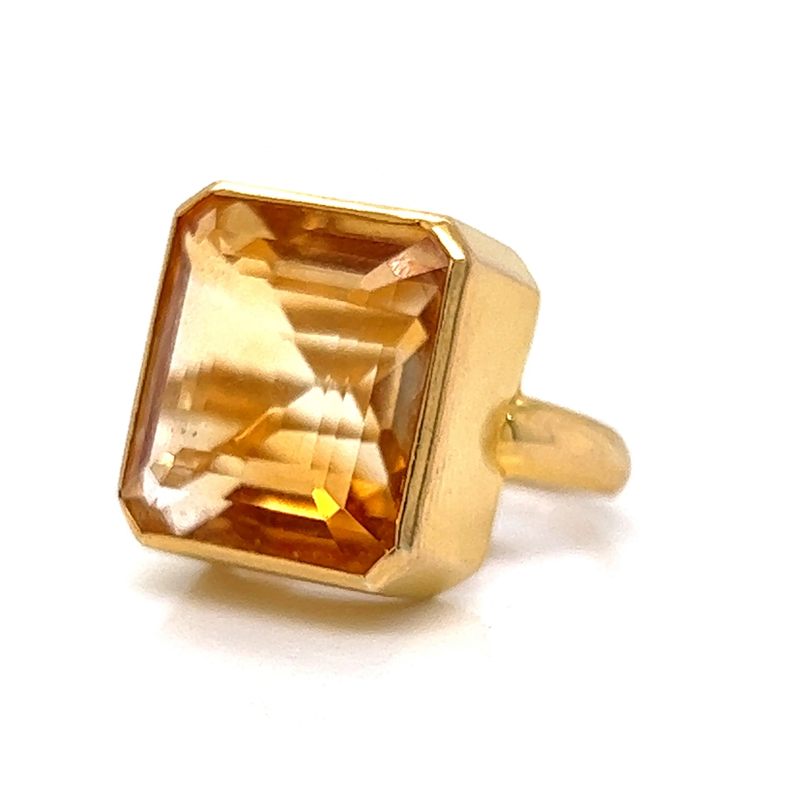 Bezel Set Citrine Cocktail Ring in 20k Yellow Gold - Image 2