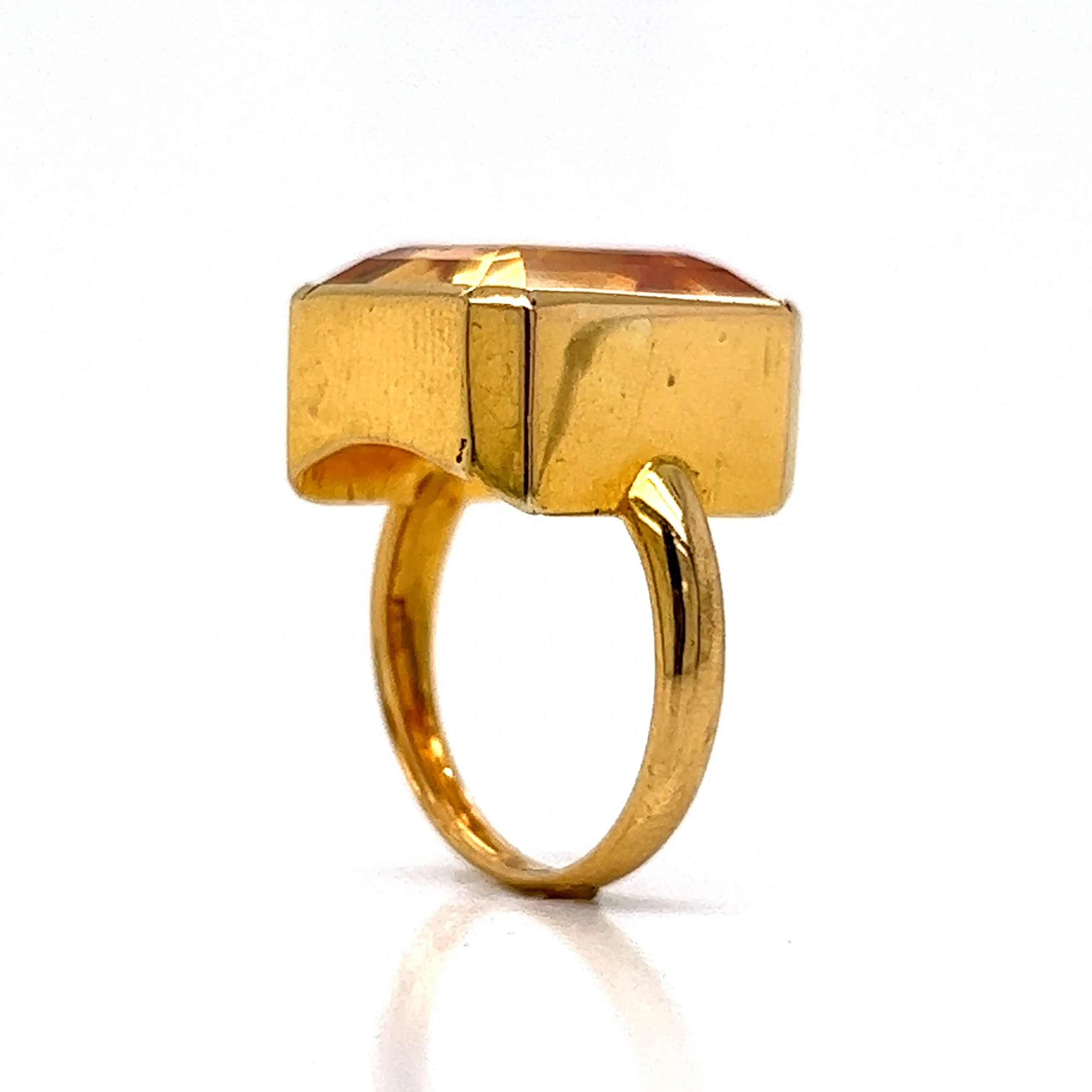 Bezel Set Citrine Cocktail Ring in 20k Yellow Gold - Image 5