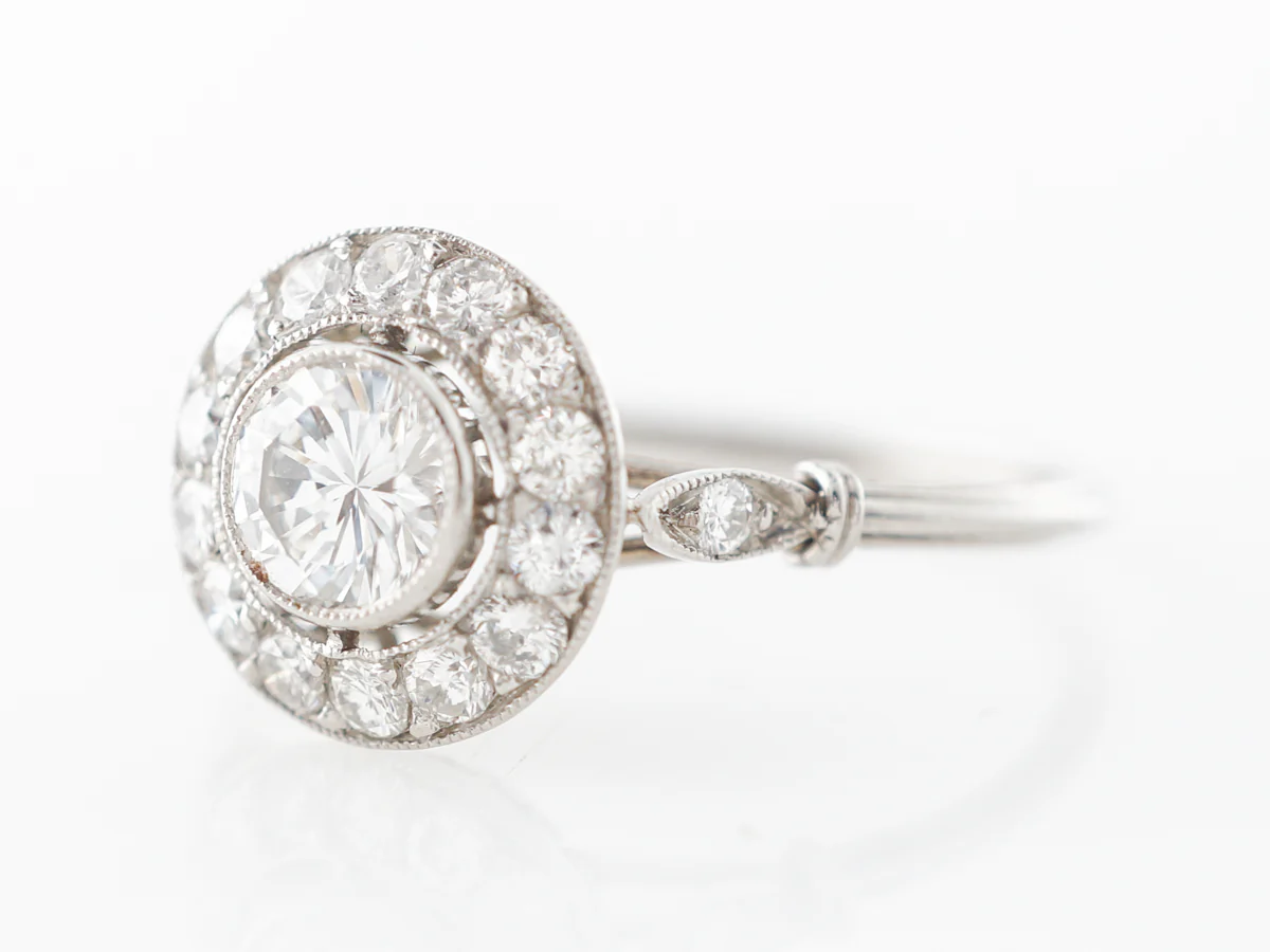 Bezel Set Cluster Diamond Engagement Ring Platinum - Image 2
