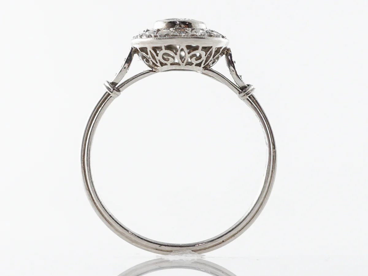 Bezel Set Cluster Diamond Engagement Ring Platinum - Image 4