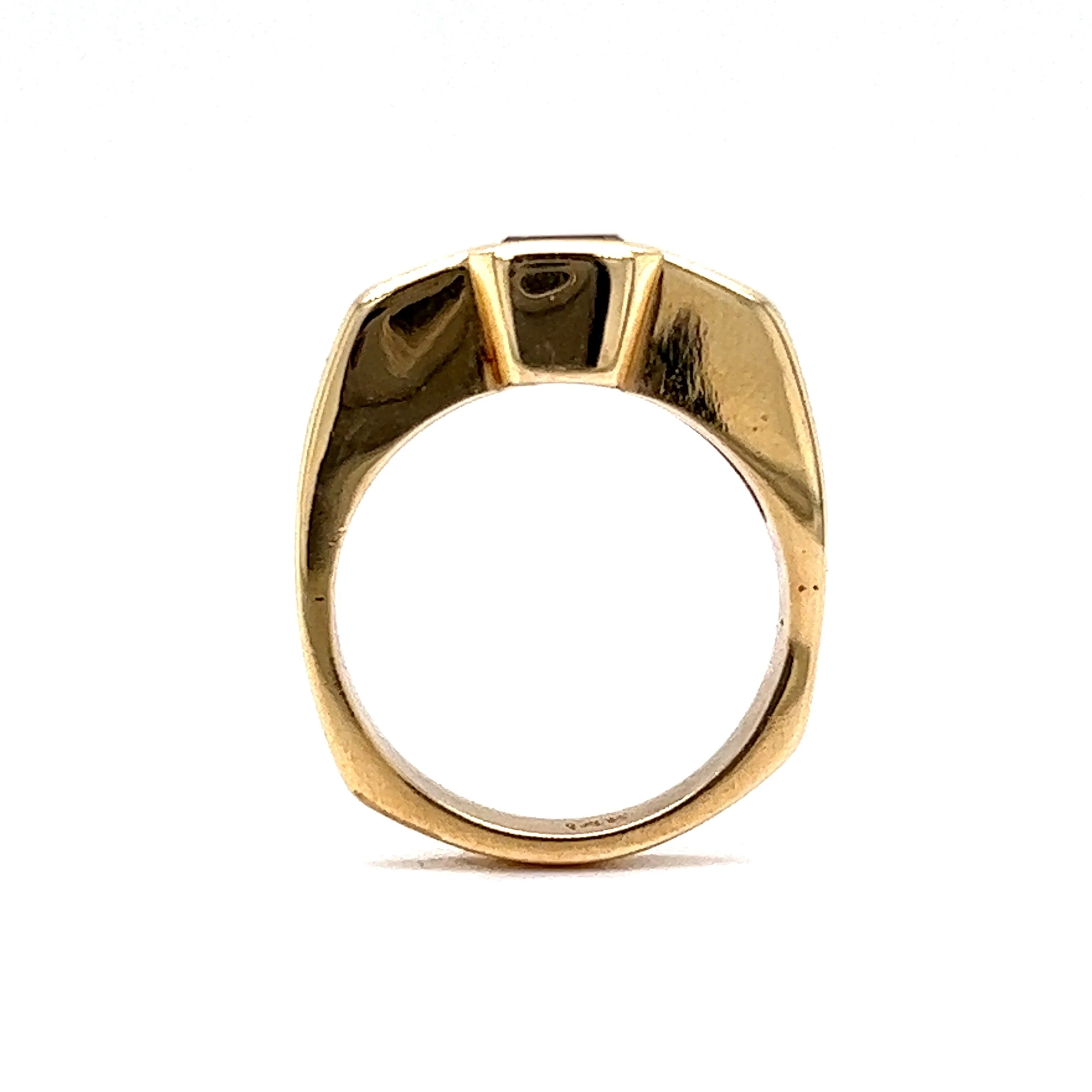 Bezel Set .80 Cognac Diamond Engagement Ring in 14k Yellow Gold - Image 4