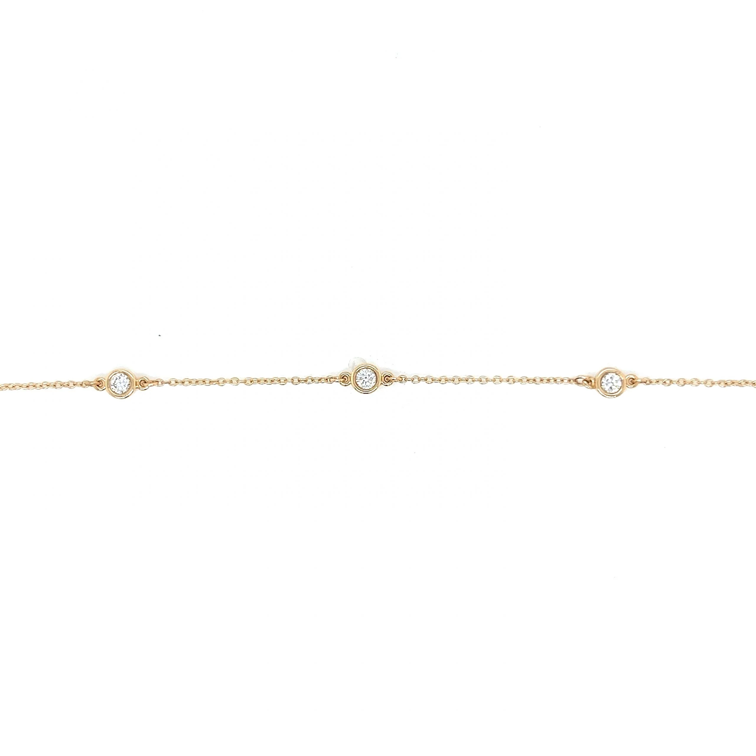 Bezel Set Diamond Chain Bracelet in 14k Yellow Gold - Image 2