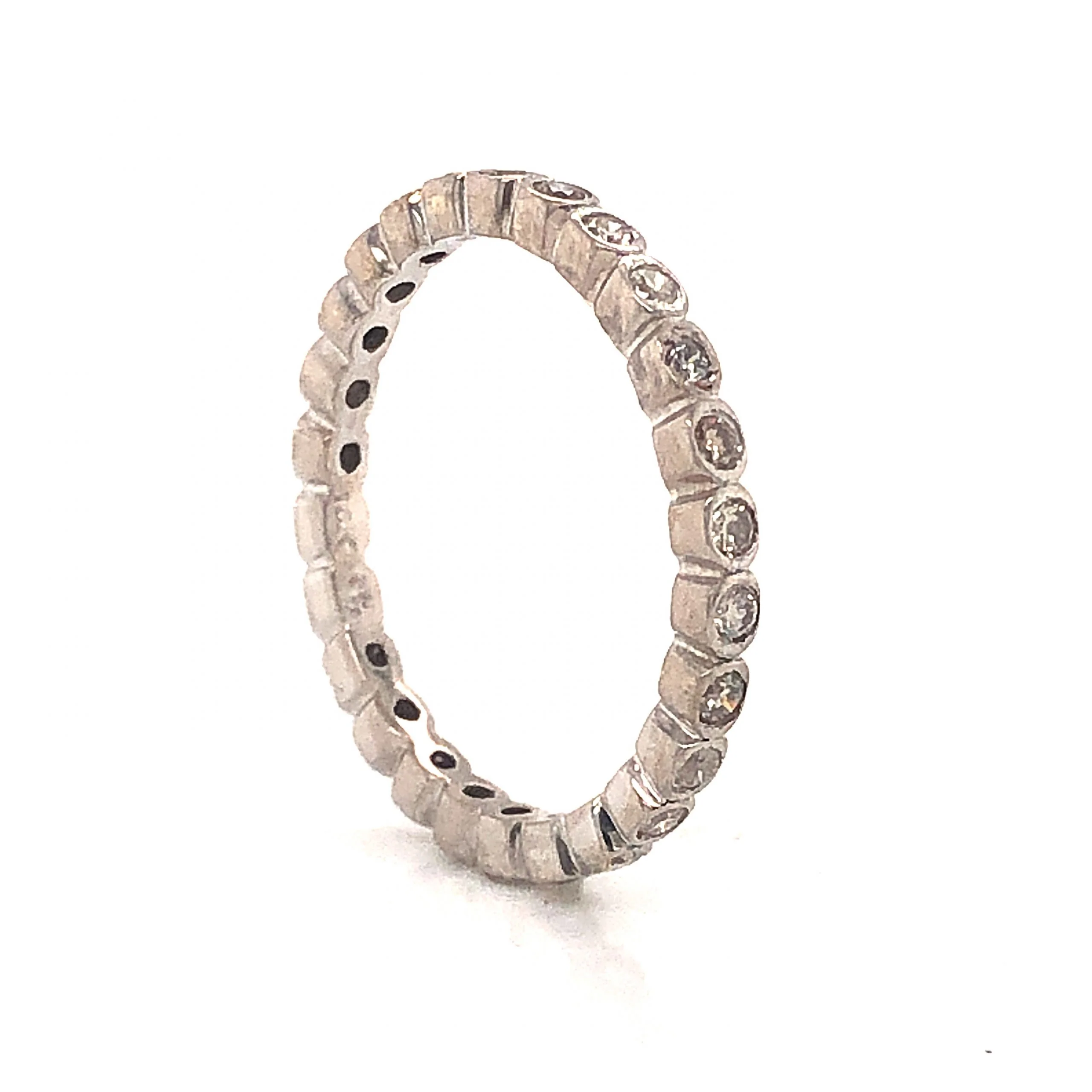 Bezel Set Diamond Eternity Wedding Band in 14k White Gold - Image 4