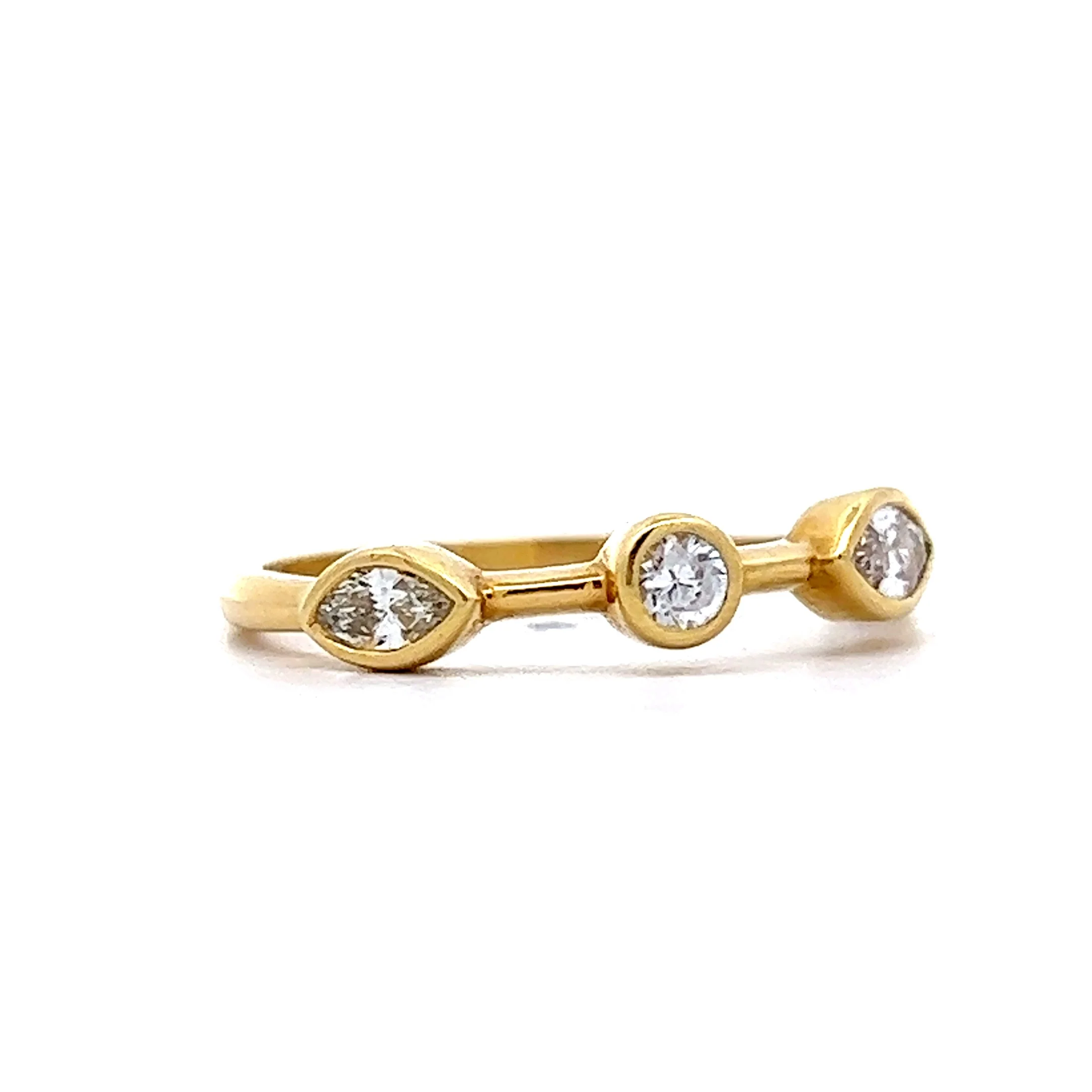 Bezel Set Diamond Right Hand Ring in Yellow Gold - Image 3