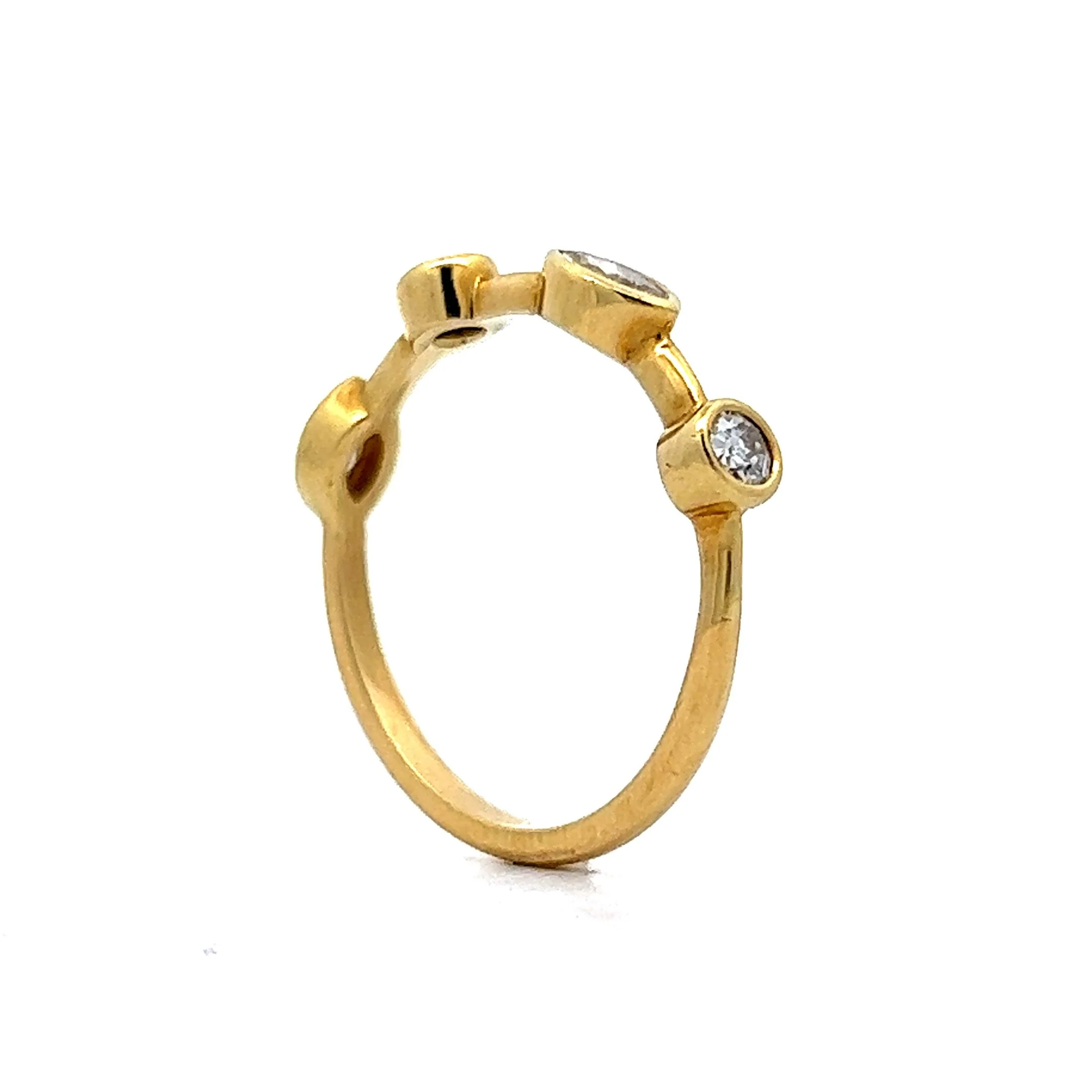Bezel Set Diamond Right Hand Ring in Yellow Gold - Image 5