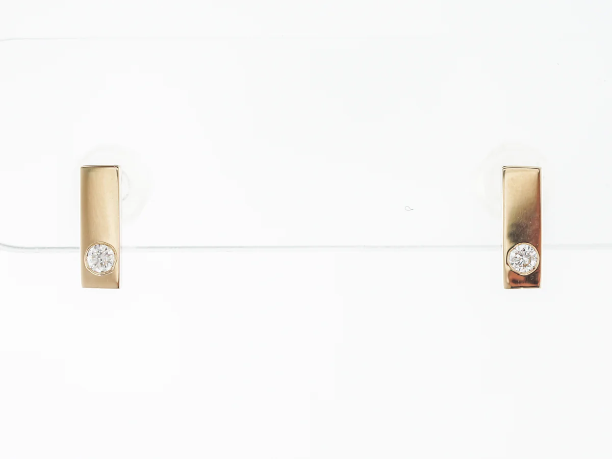 Bezel Set Diamond Stud Earrings in Yellow Gold