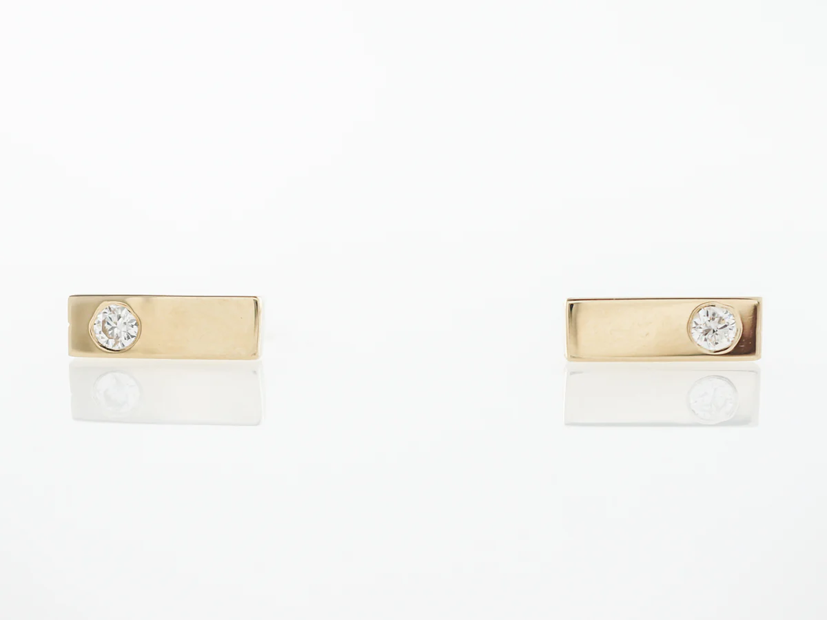 Bezel Set Diamond Stud Earrings in Yellow Gold - Image 3