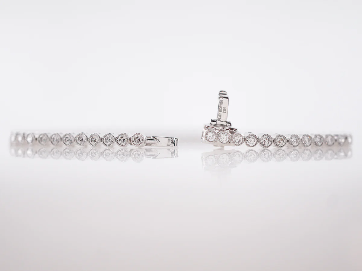 Bezel Set Diamond Tennis Bracelet in Platinum G/VS1