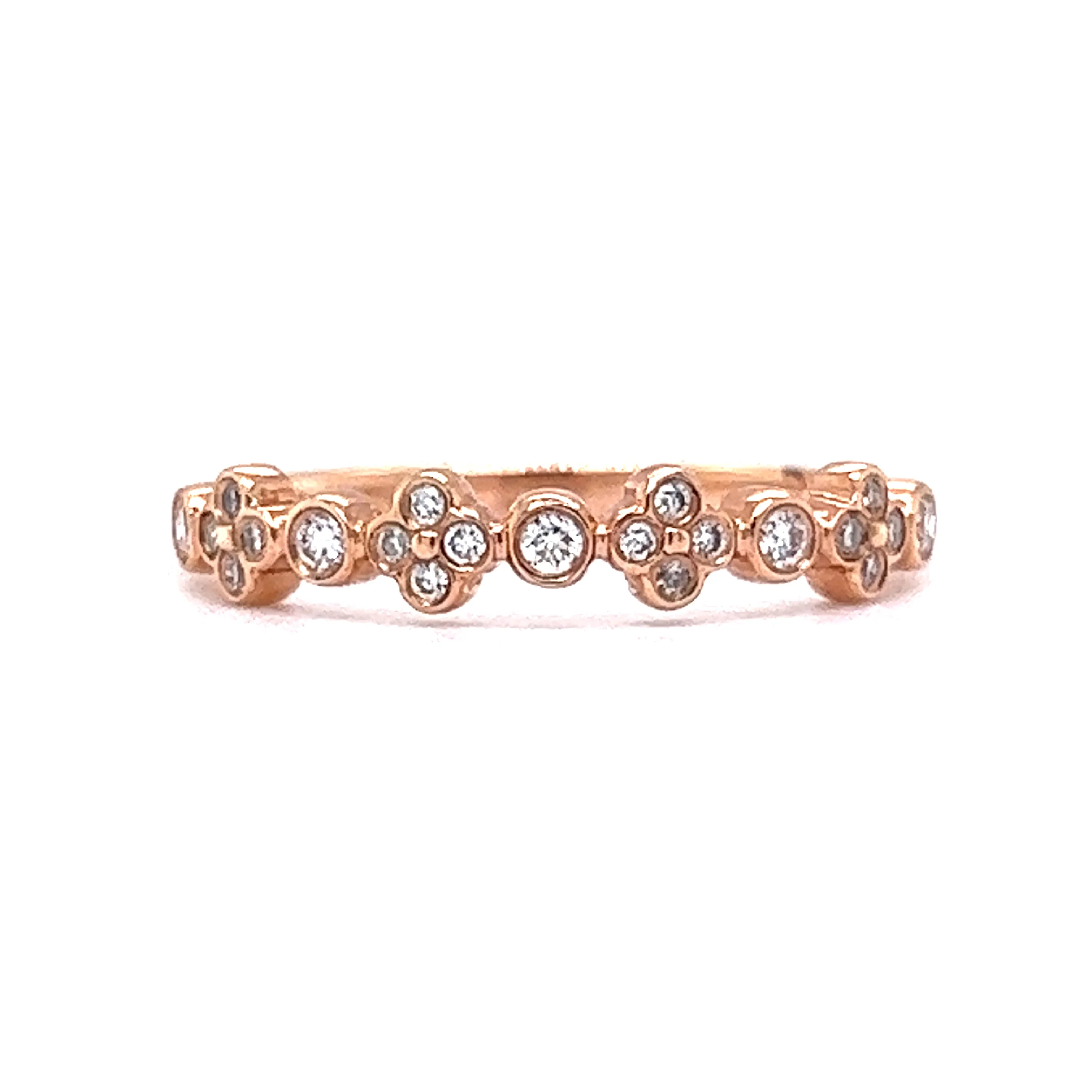 Bezel Set Diamond Wedding Band in 14k Rose Gold