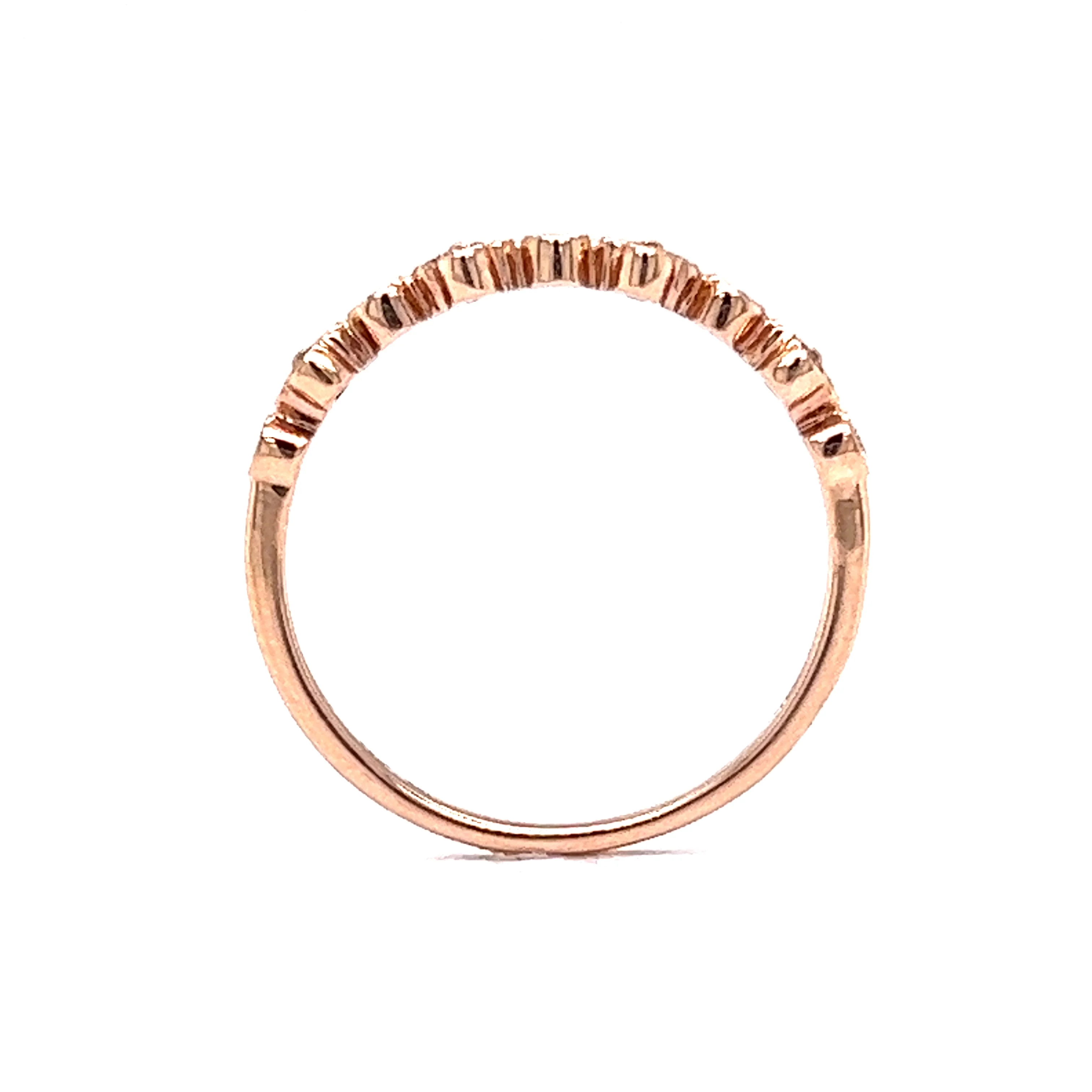 Bezel Set Diamond Wedding Band in 14k Rose Gold - Image 4
