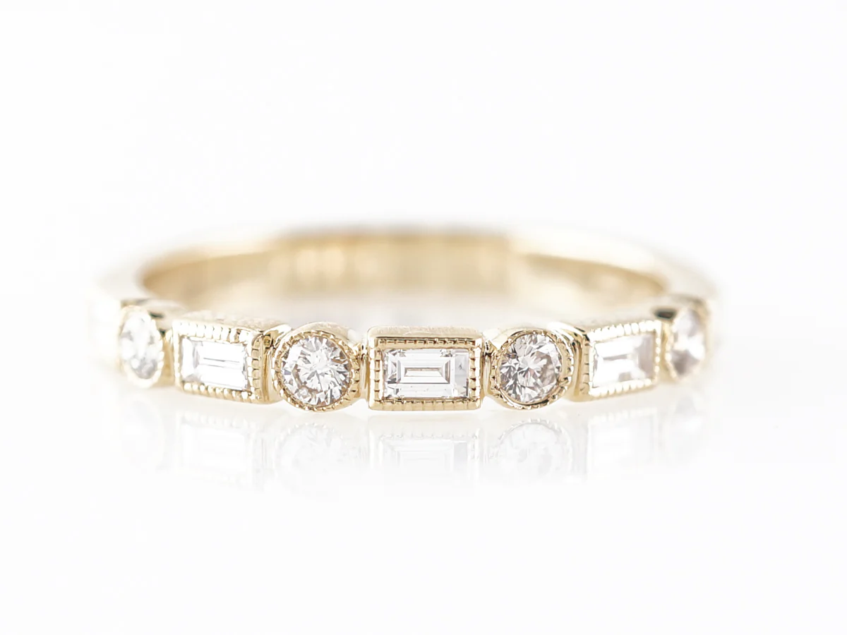 Bezel Set Diamond Wedding Band in 14k Yellow Gold