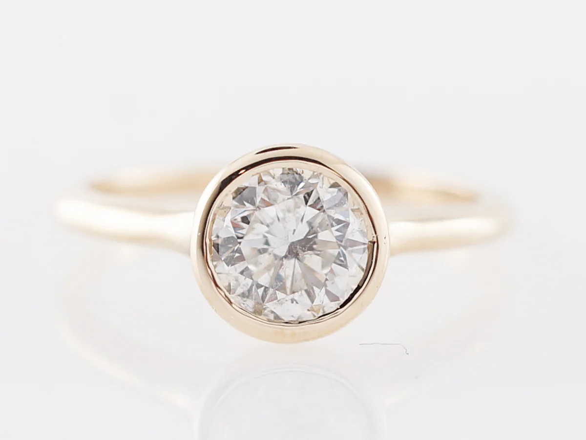 Bezel Set Engagement Ring 1 Carat Diamond in Yellow Gold