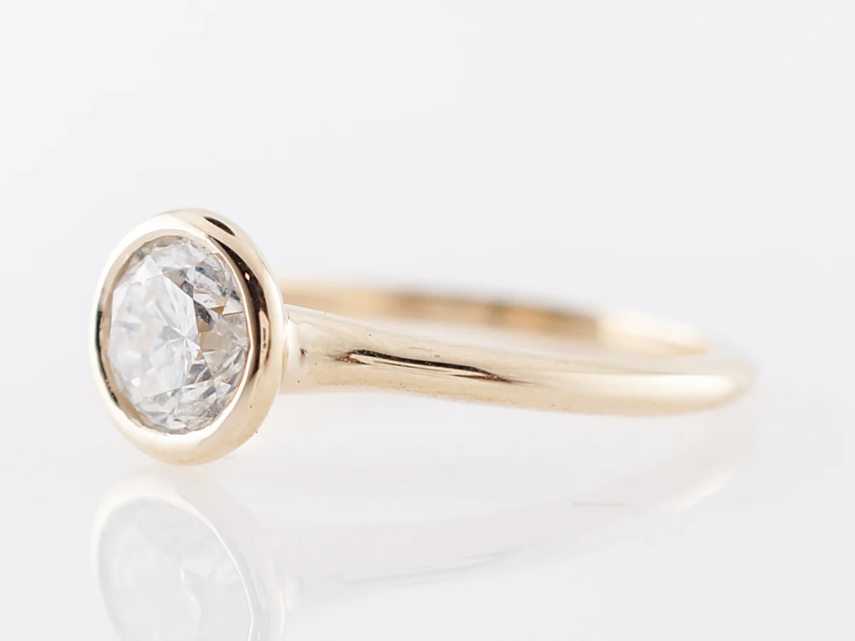 Bezel Set Engagement Ring 1 Carat Diamond in Yellow Gold - Image 2