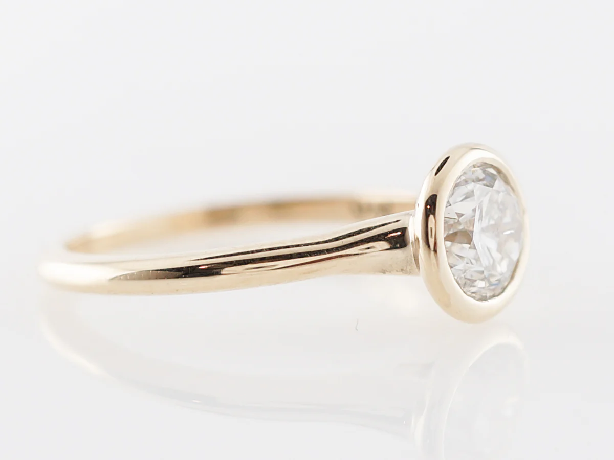 Bezel Set Engagement Ring 1 Carat Diamond in Yellow Gold - Image 3