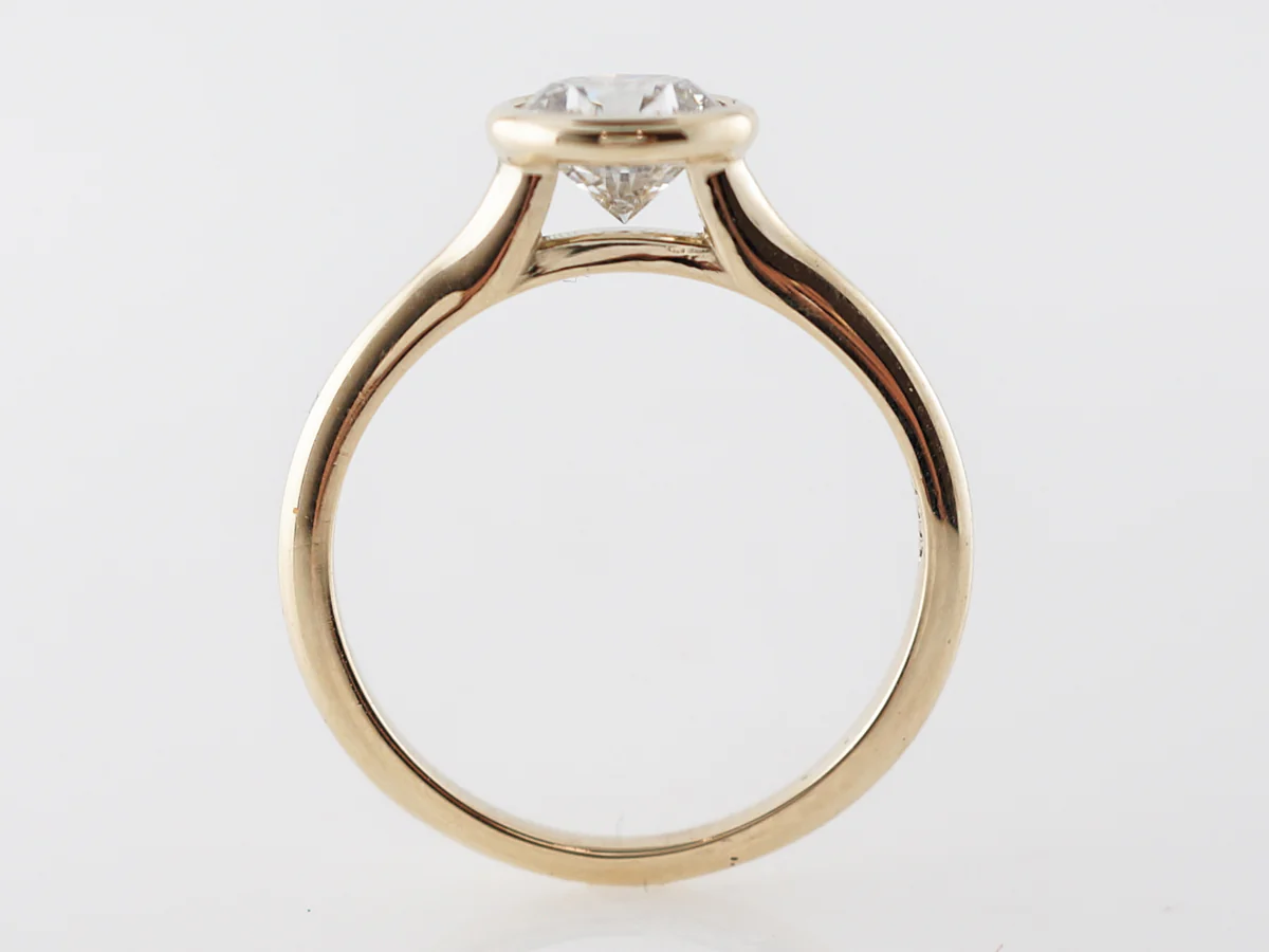 Bezel Set Engagement Ring 1 Carat Diamond in Yellow Gold - Image 4