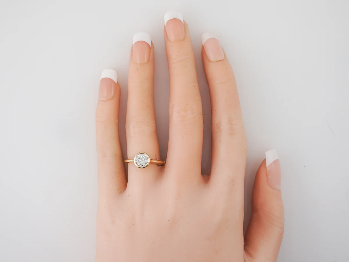 Bezel Set Engagement Ring 1 Carat Diamond in Yellow Gold - Image 6