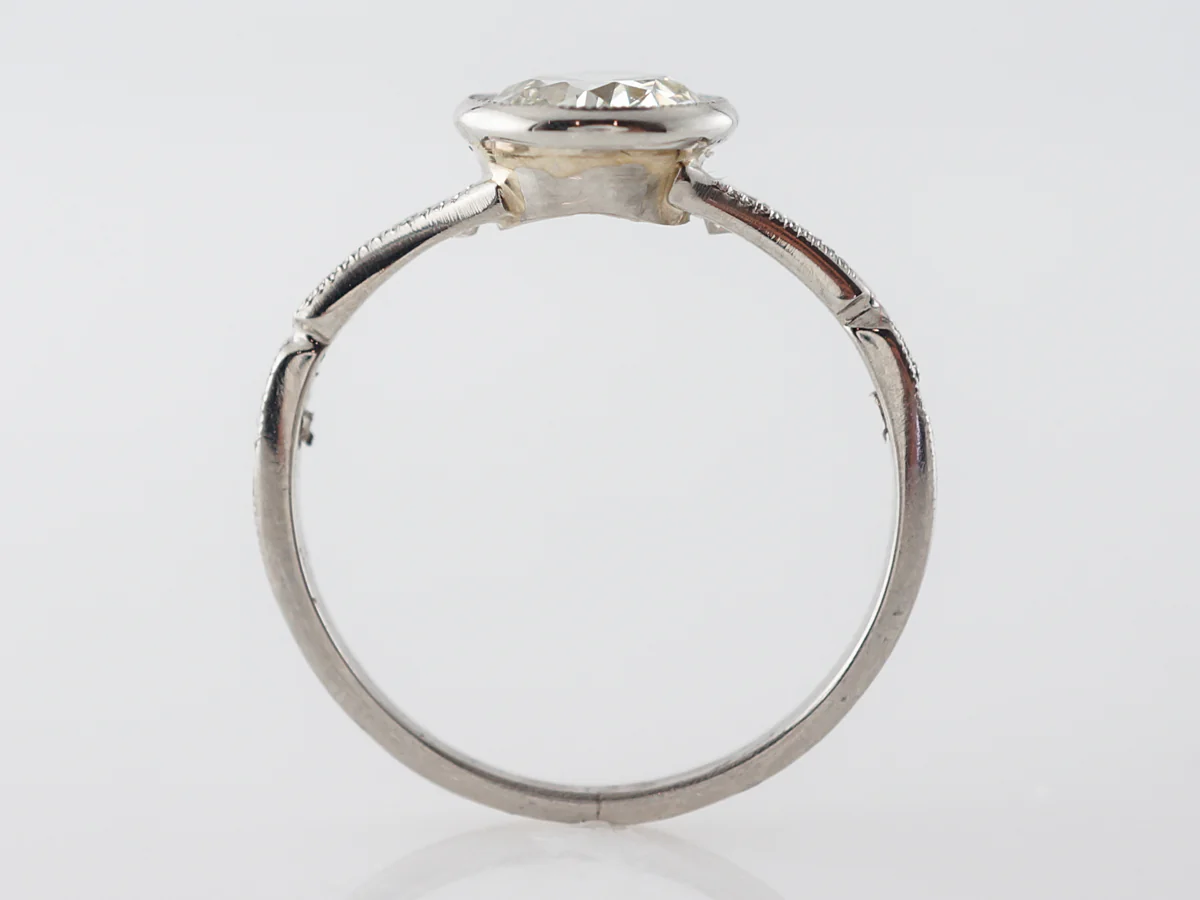 Bezel Set European Diamond Engagement Ring Platinum - Image 4