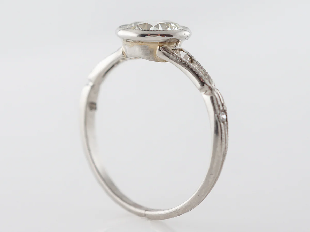 Bezel Set European Diamond Engagement Ring Platinum - Image 5