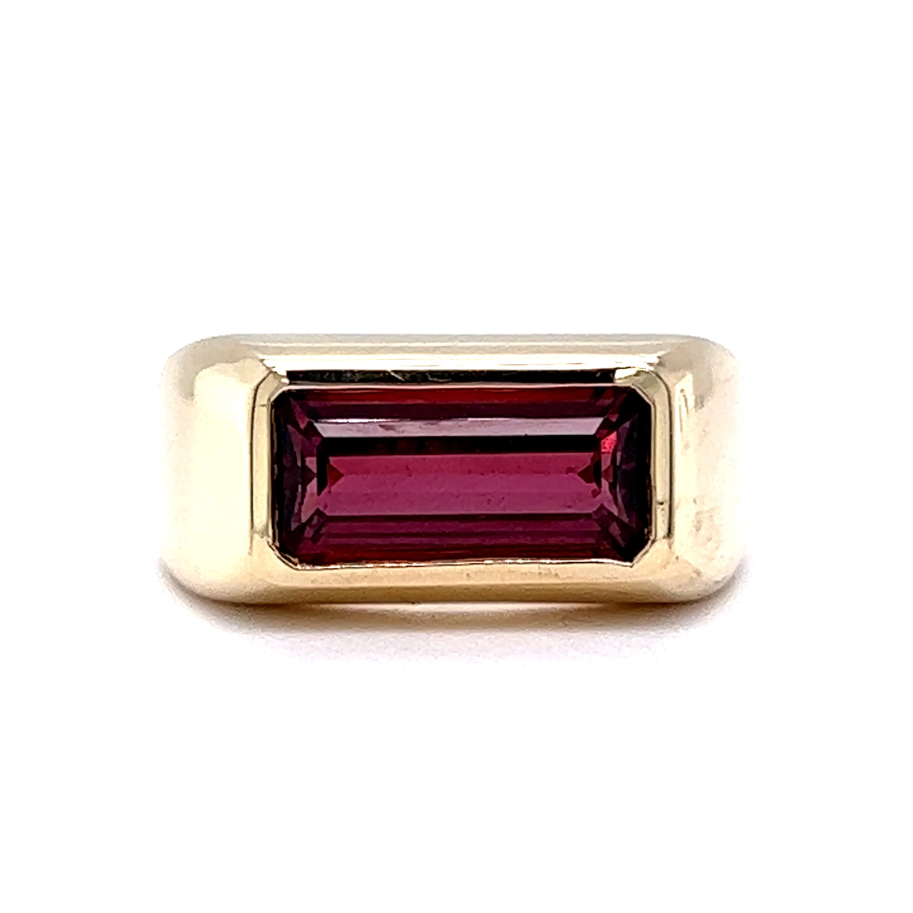 Bezel Set Garnet Cocktail Ring in 14k Yellow Gold