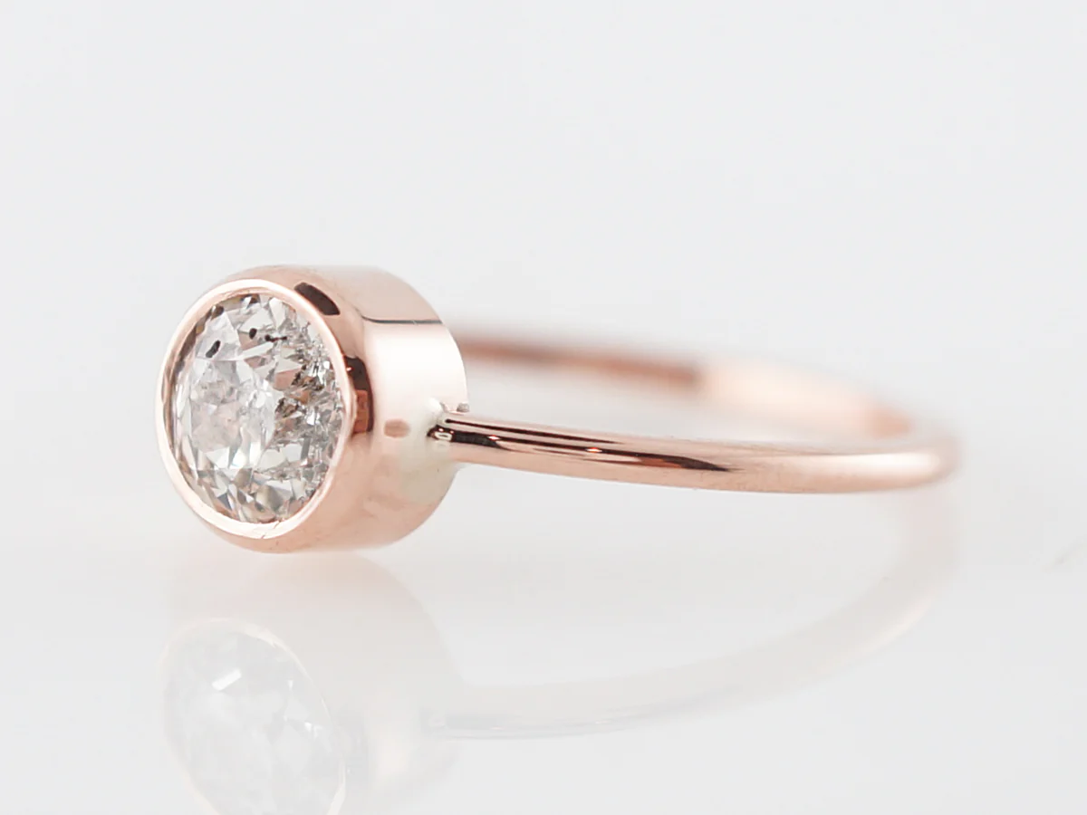 Bezel Set Old European Diamond Engagement Ring in Rose Gold - Image 2