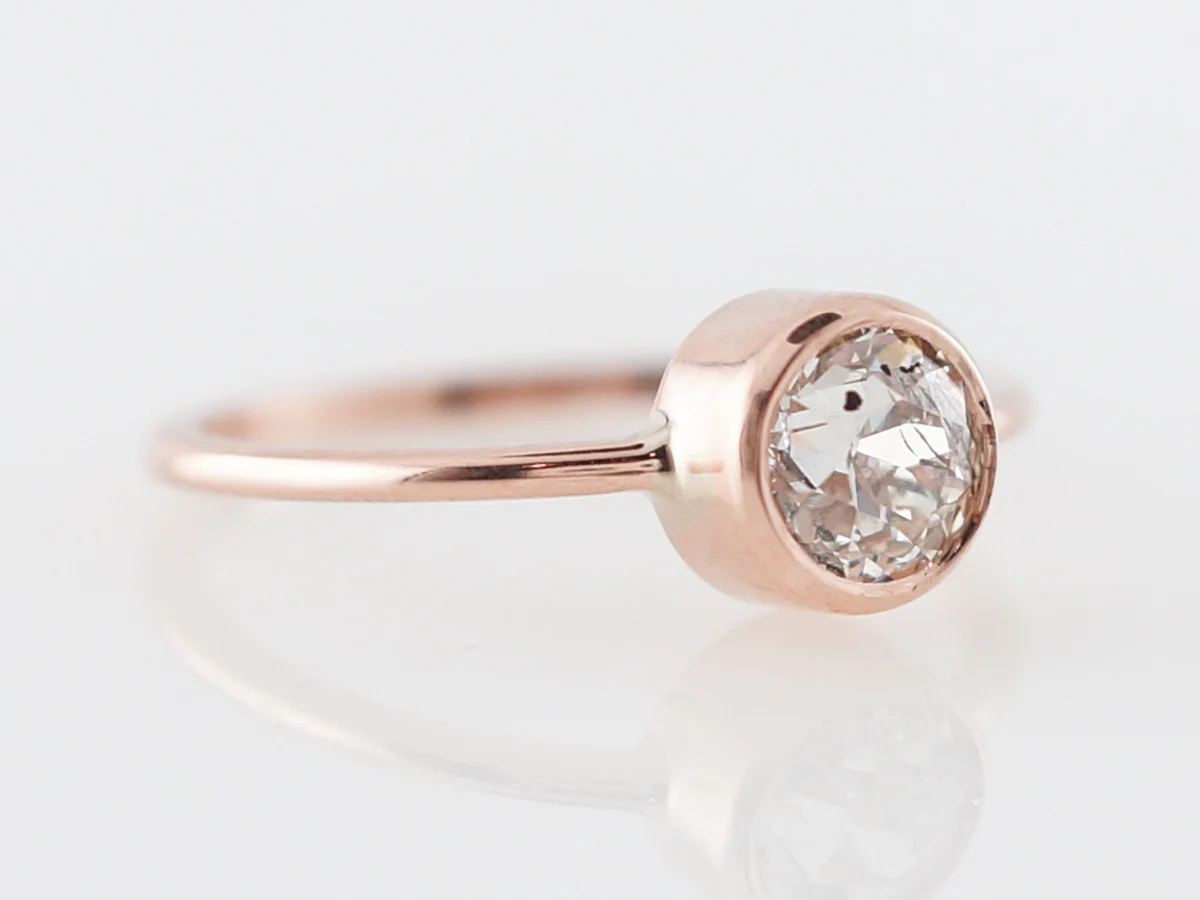 Bezel Set Old European Diamond Engagement Ring in Rose Gold - Image 3