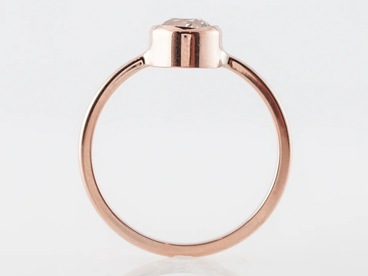 Bezel Set Old European Diamond Engagement Ring in Rose Gold - Image 4