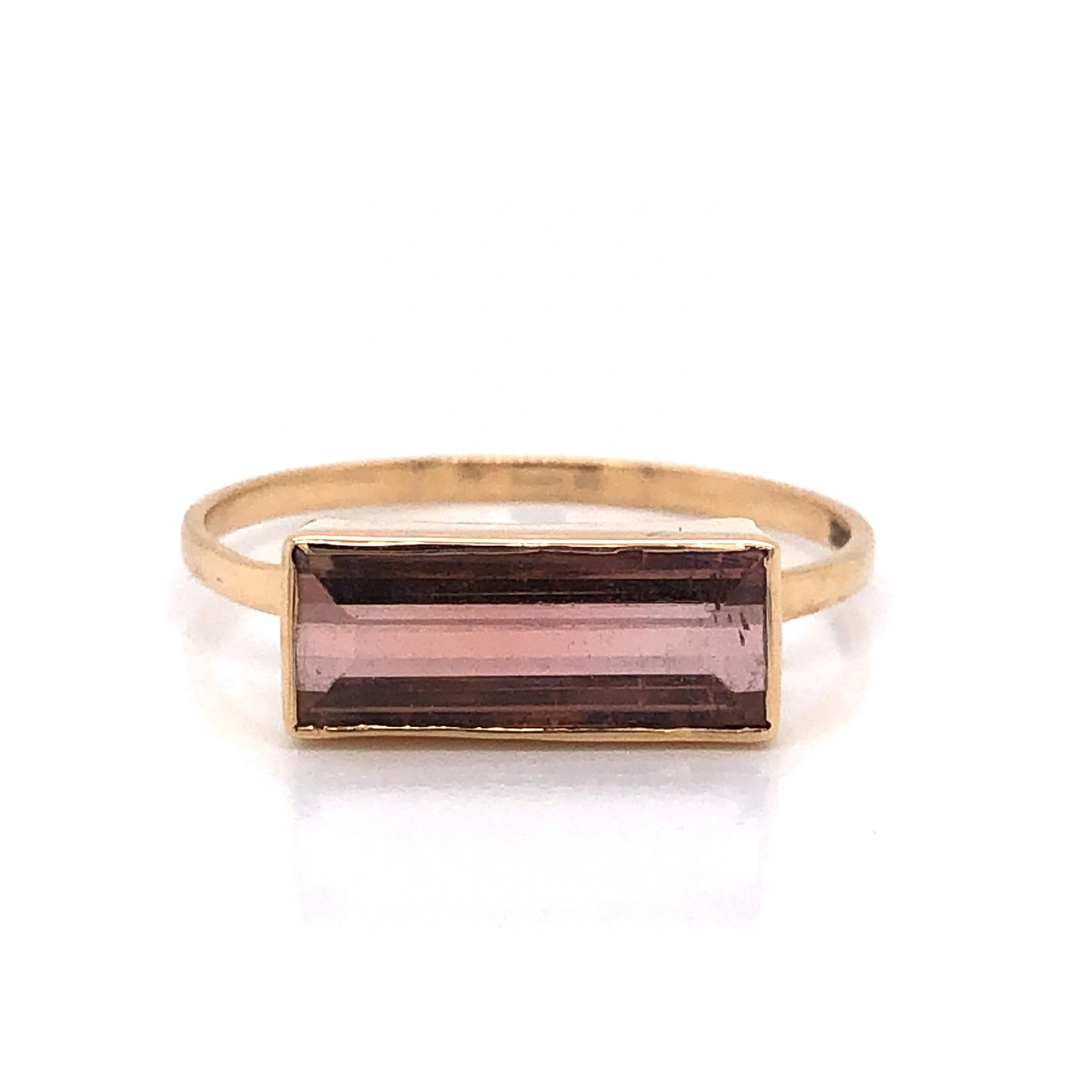 Bezel Set Pink Tourmaline Ring in 14k Yellow Gold