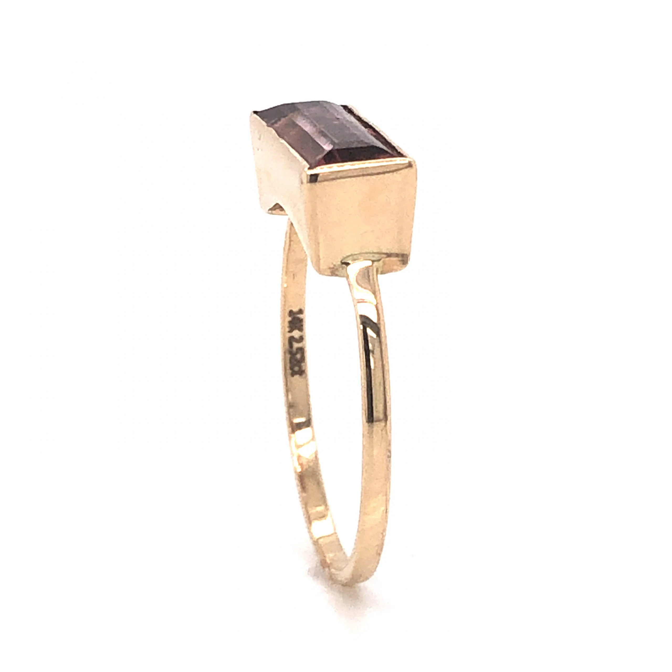 Bezel Set Pink Tourmaline Ring in 14k Yellow Gold - Image 6